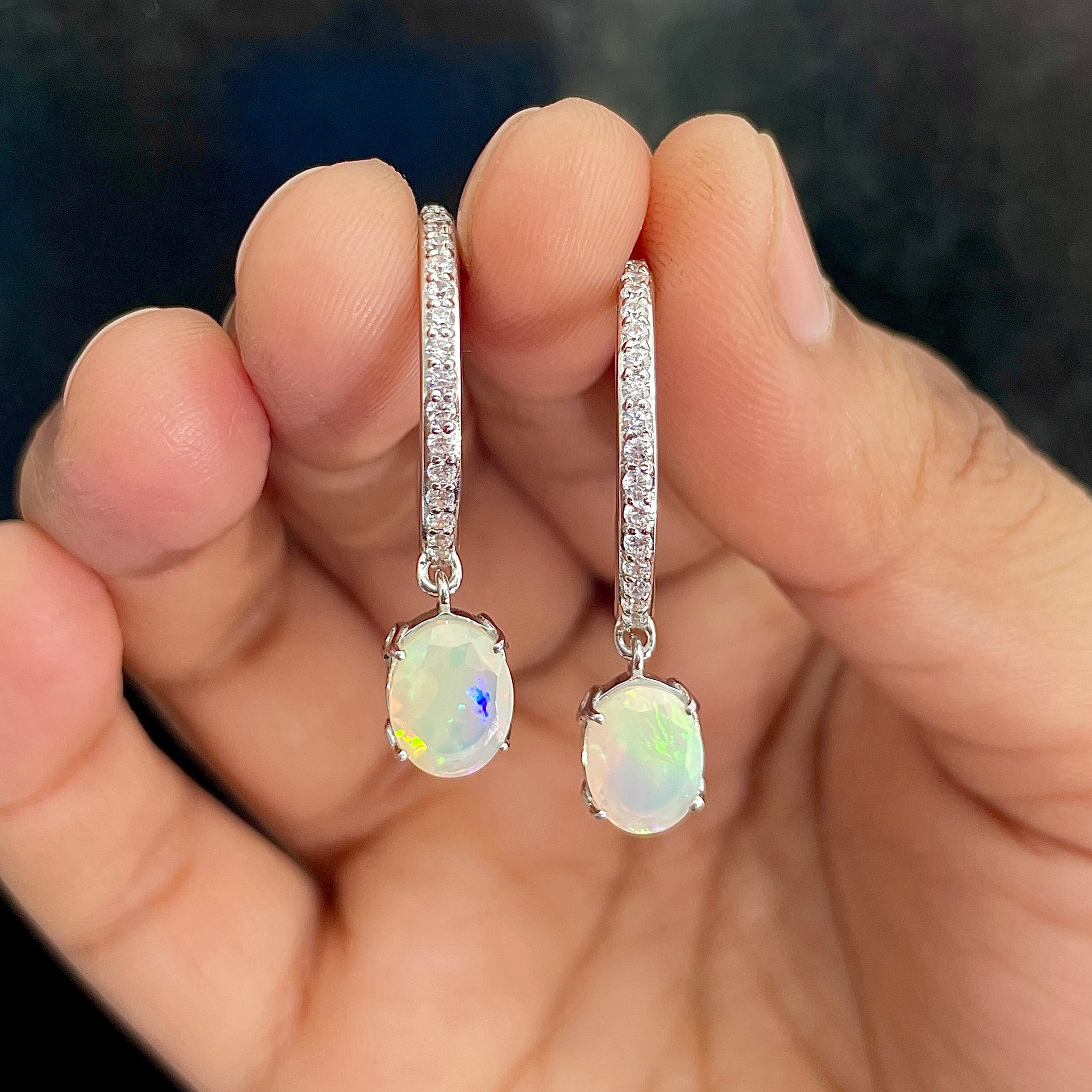 Opal Hoop Earring-(OPL-SE-1469.)