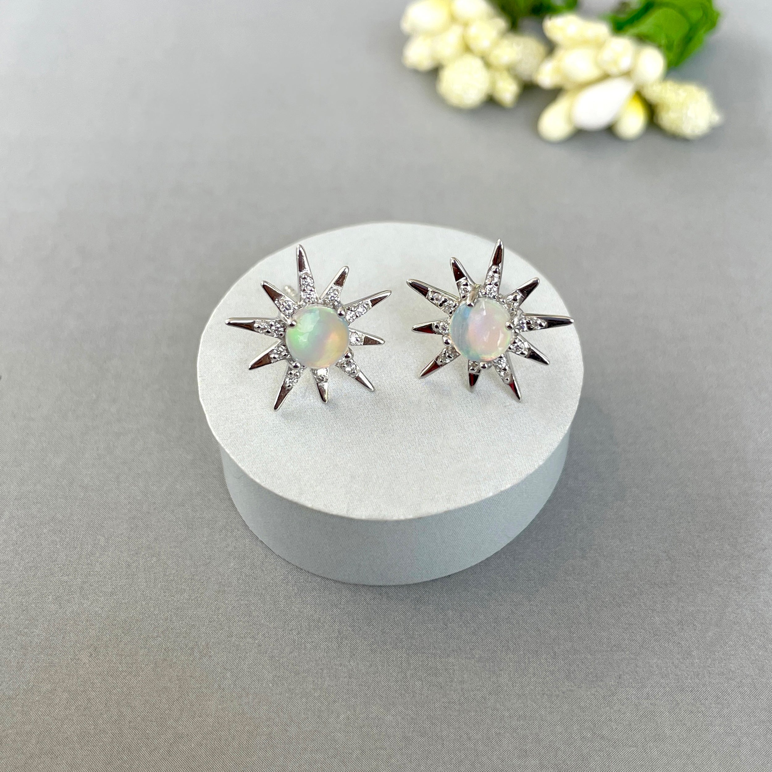 Opal Stud Earring-(OPL-SE-50-W.)