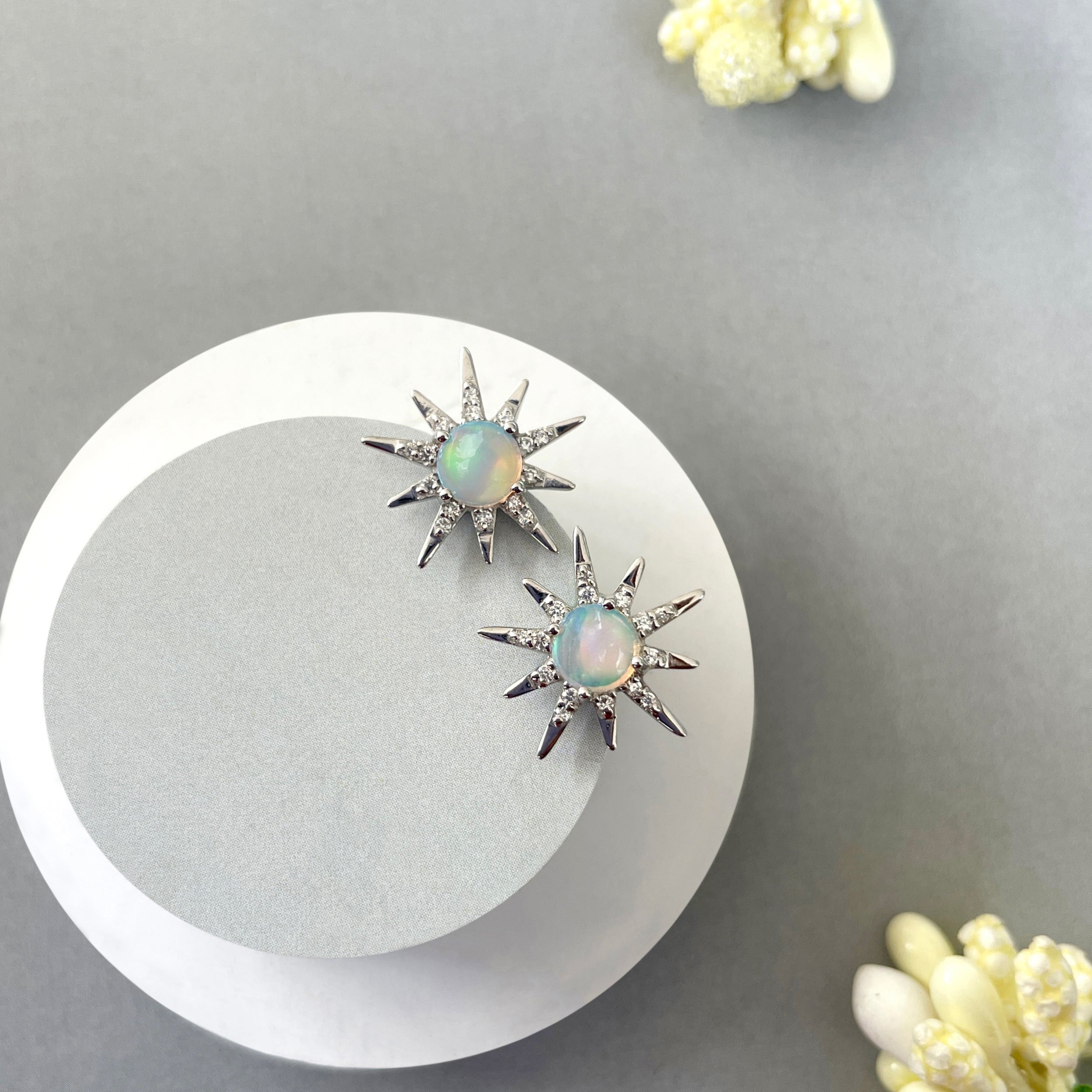 Opal Stud Earring-(OPL-SE-50-W.)