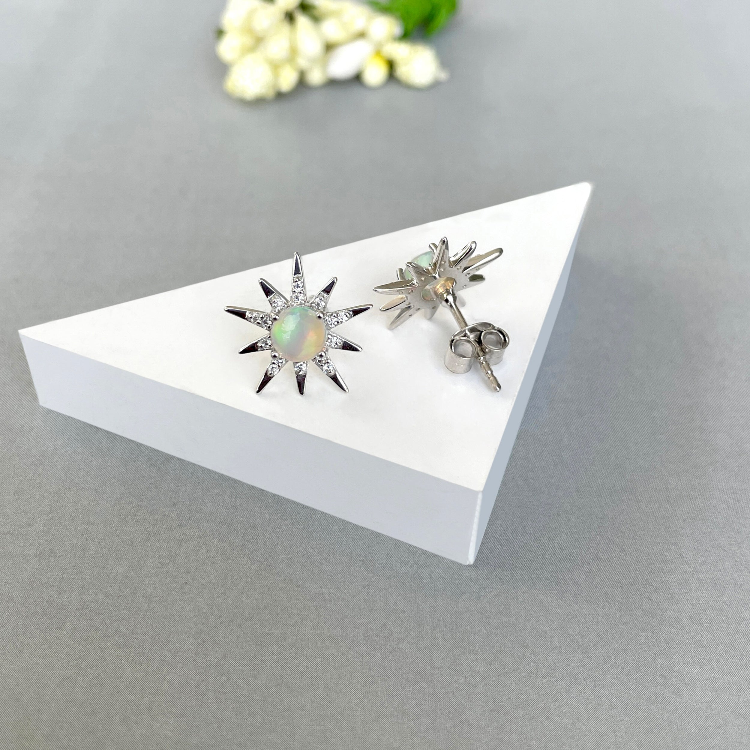 Opal Stud Earring-(OPL-SE-50-W.)