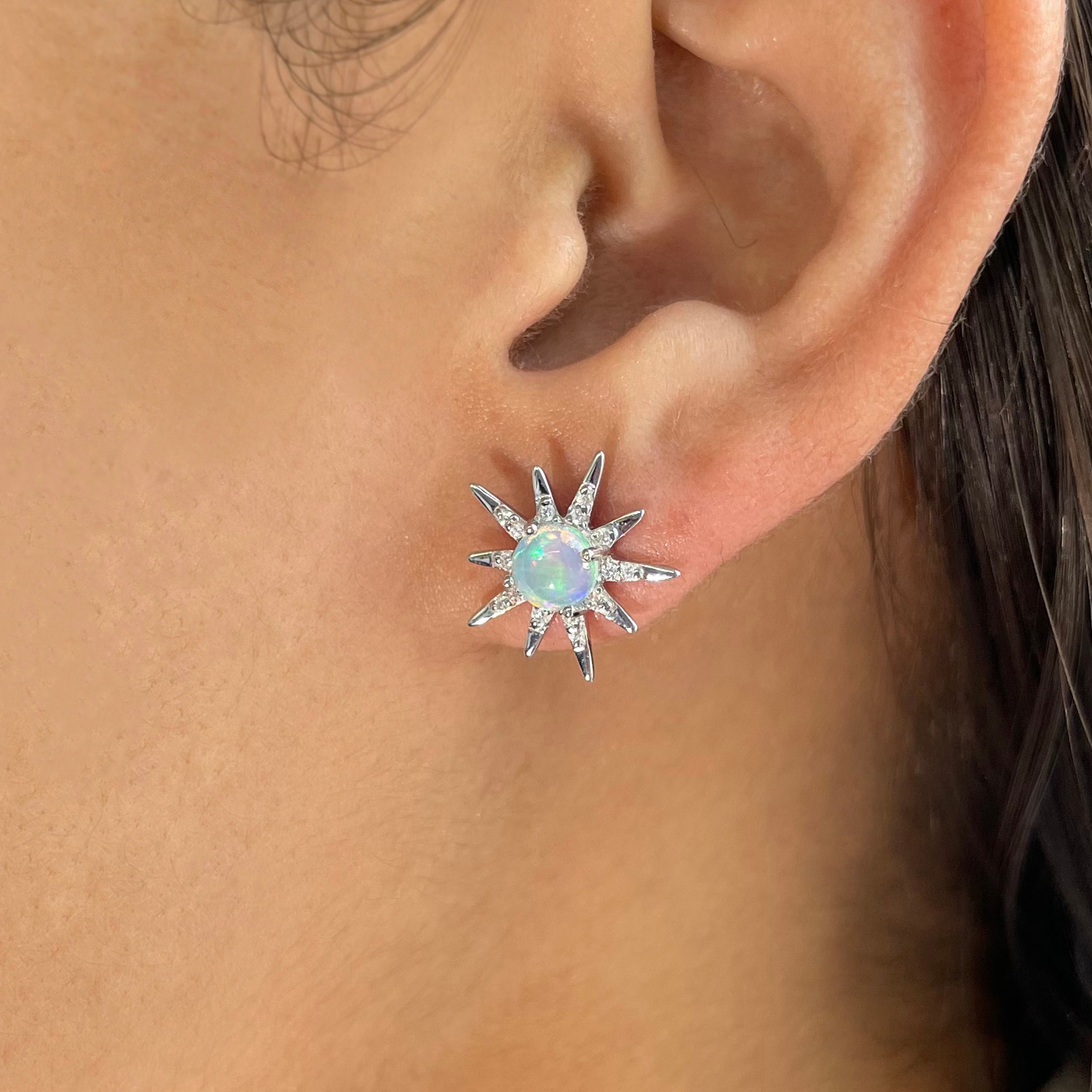 Opal Stud Earring-(OPL-SE-50-W.)