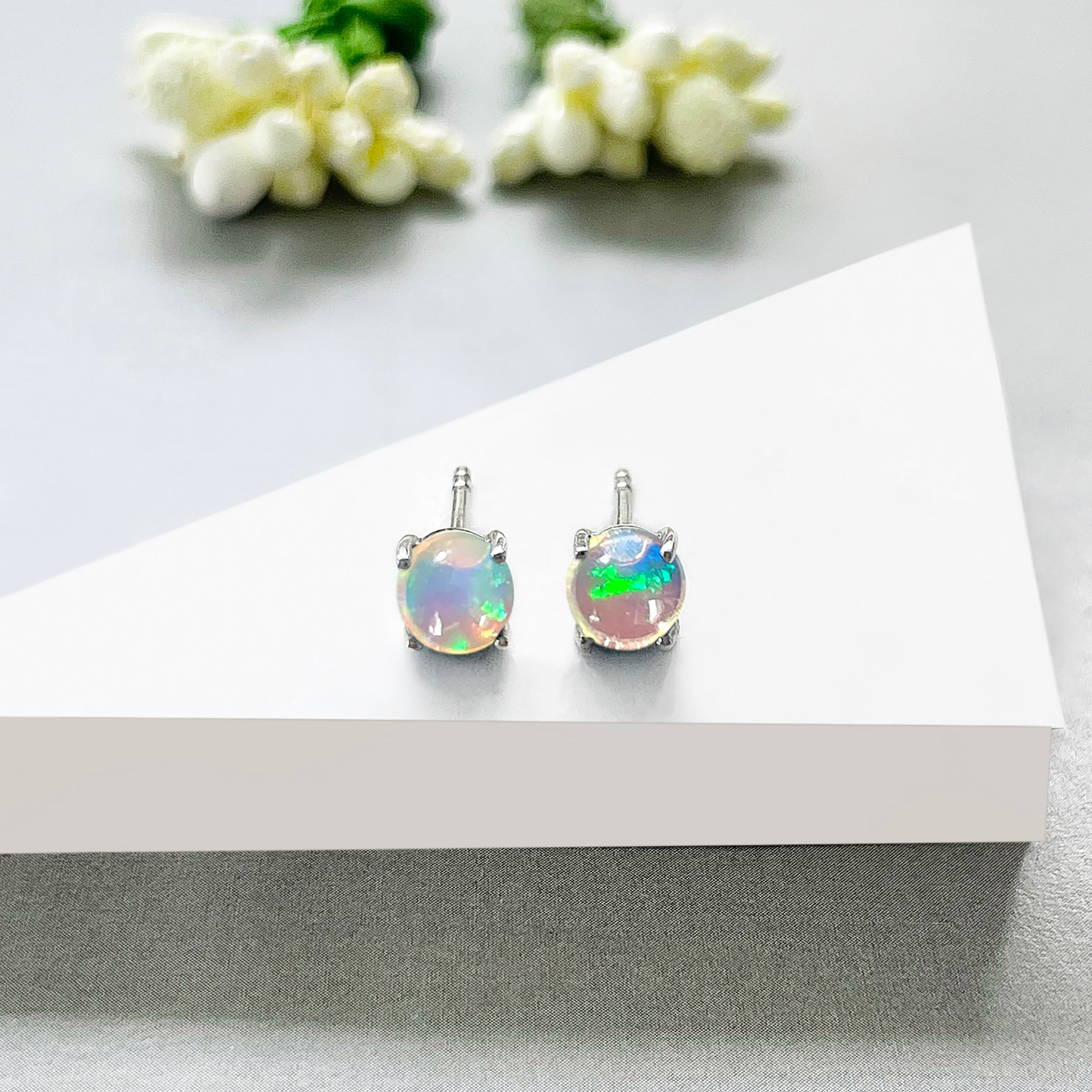 Opal Stud Earrings-(OPL-SE-699.)
