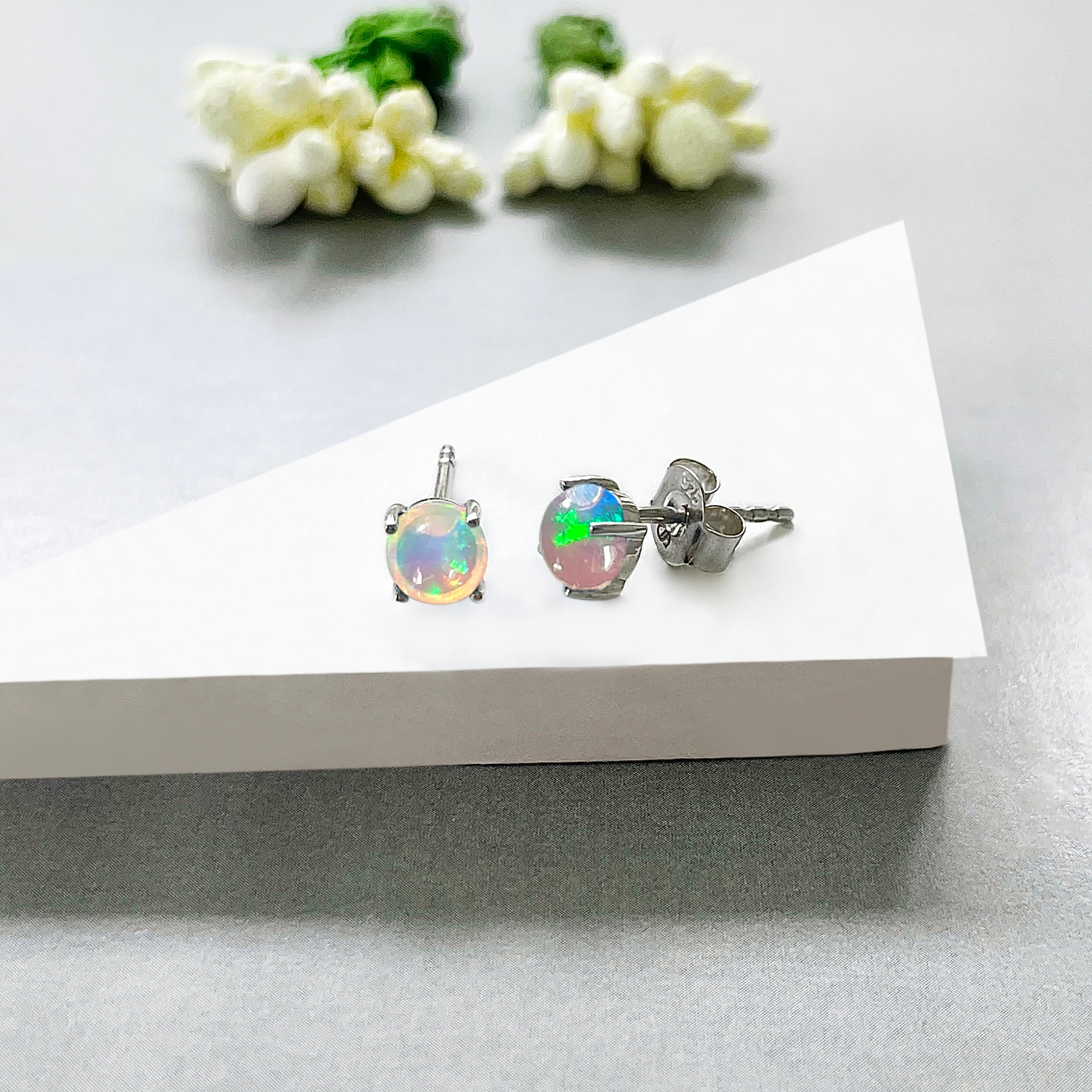 Opal Stud Earrings-(OPL-SE-699.)