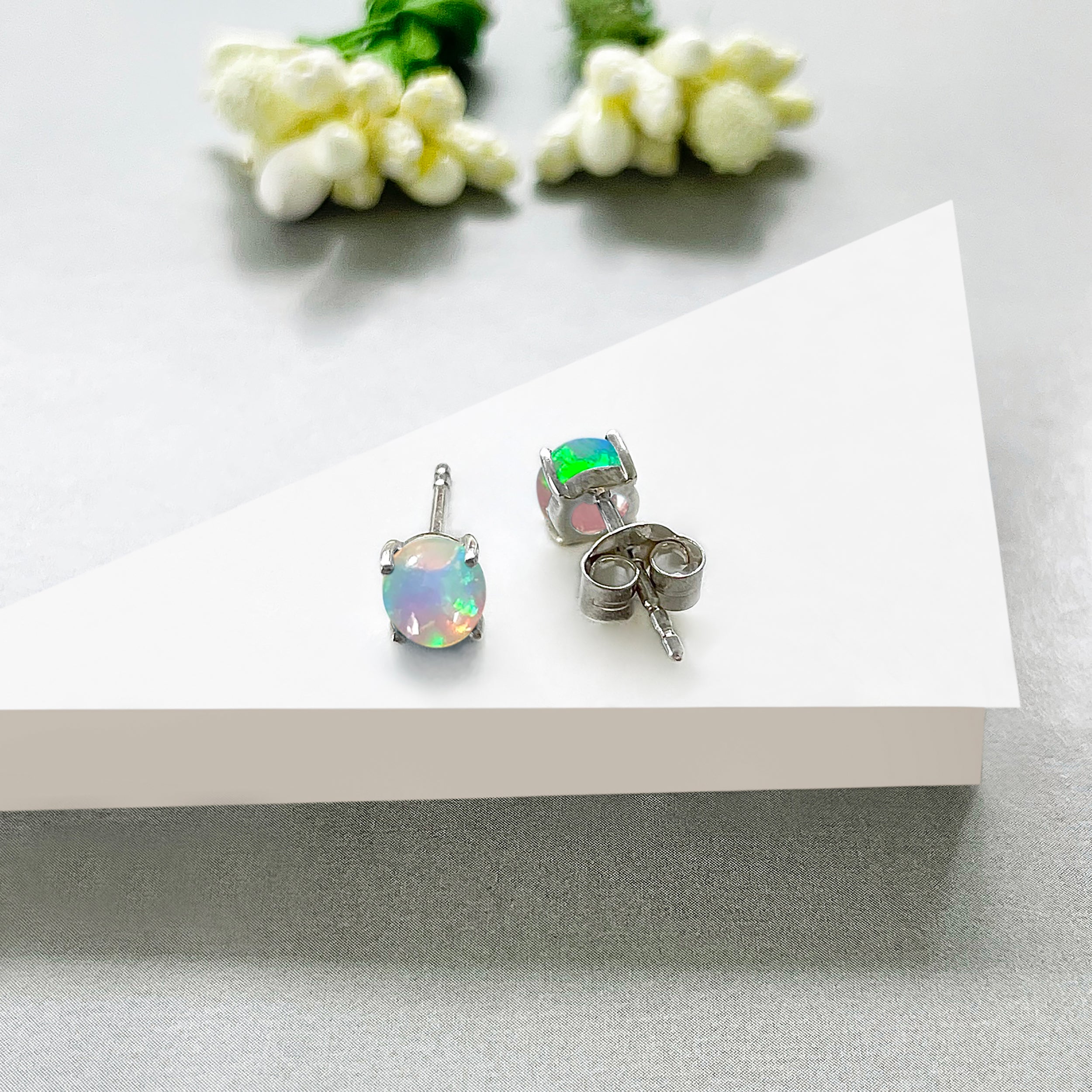 Opal Stud Earrings-(OPL-SE-699.)