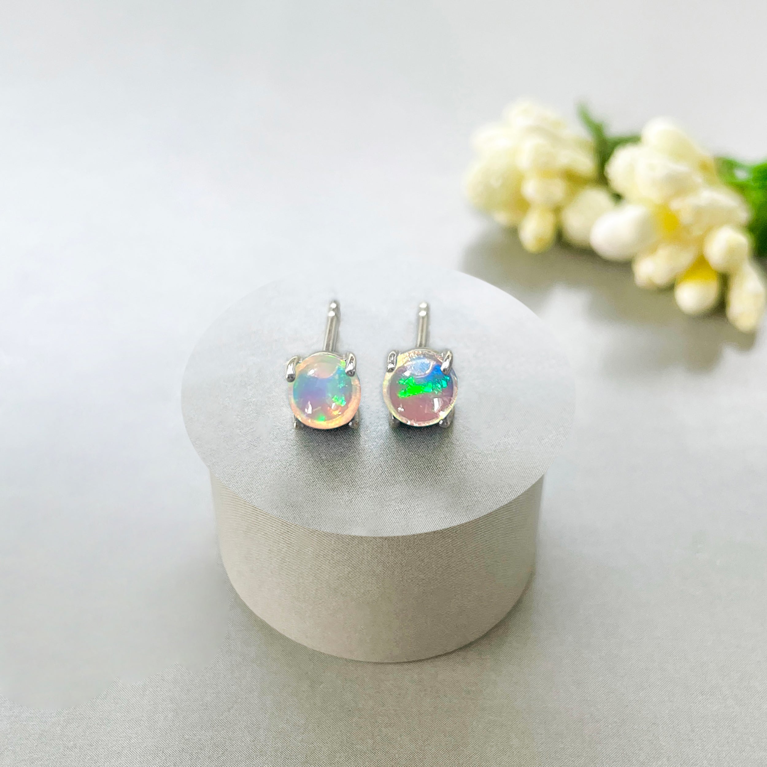 Opal Stud Earrings-(OPL-SE-699.)
