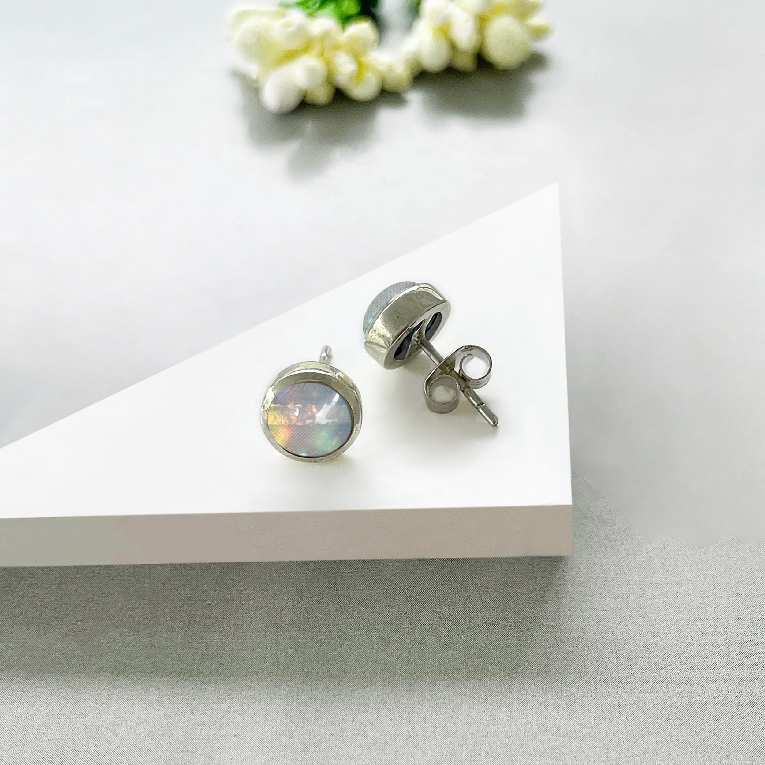 Opal Stud Earrings-(OPL-SE-724.)