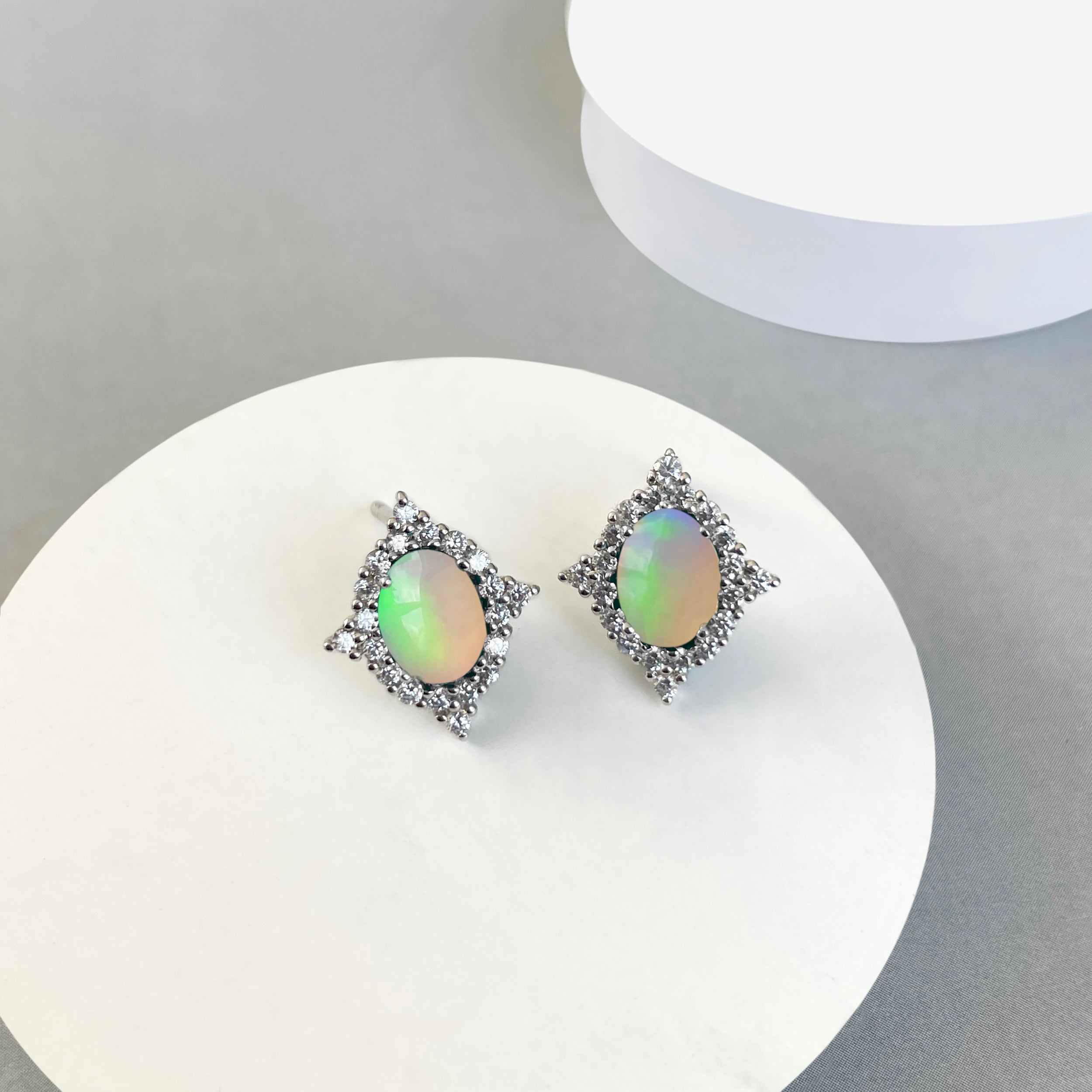 Opal Stud Earring-(OPL-SE-849.)