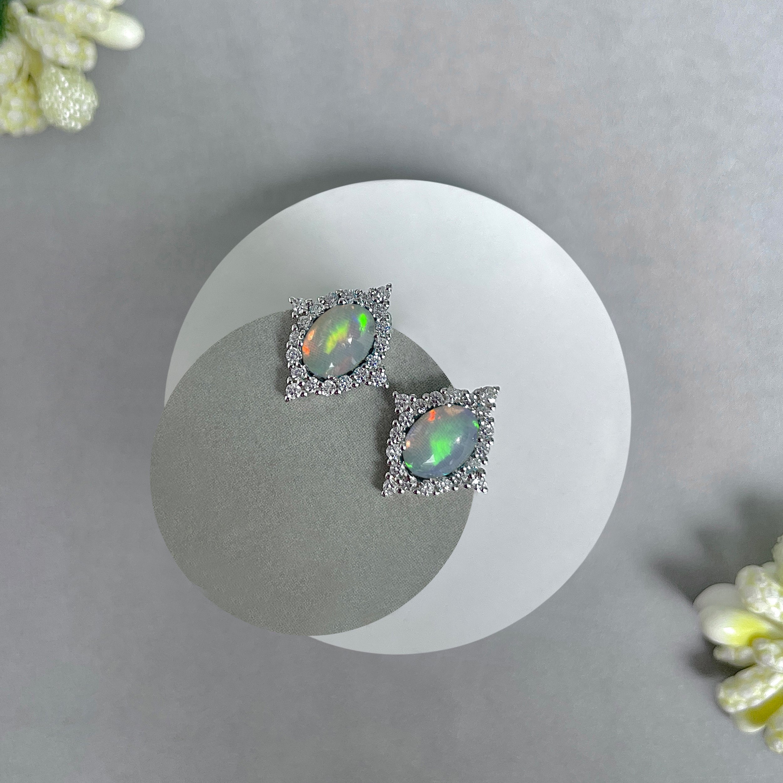 Opal Stud Earrings-(OPL-SE-849.)