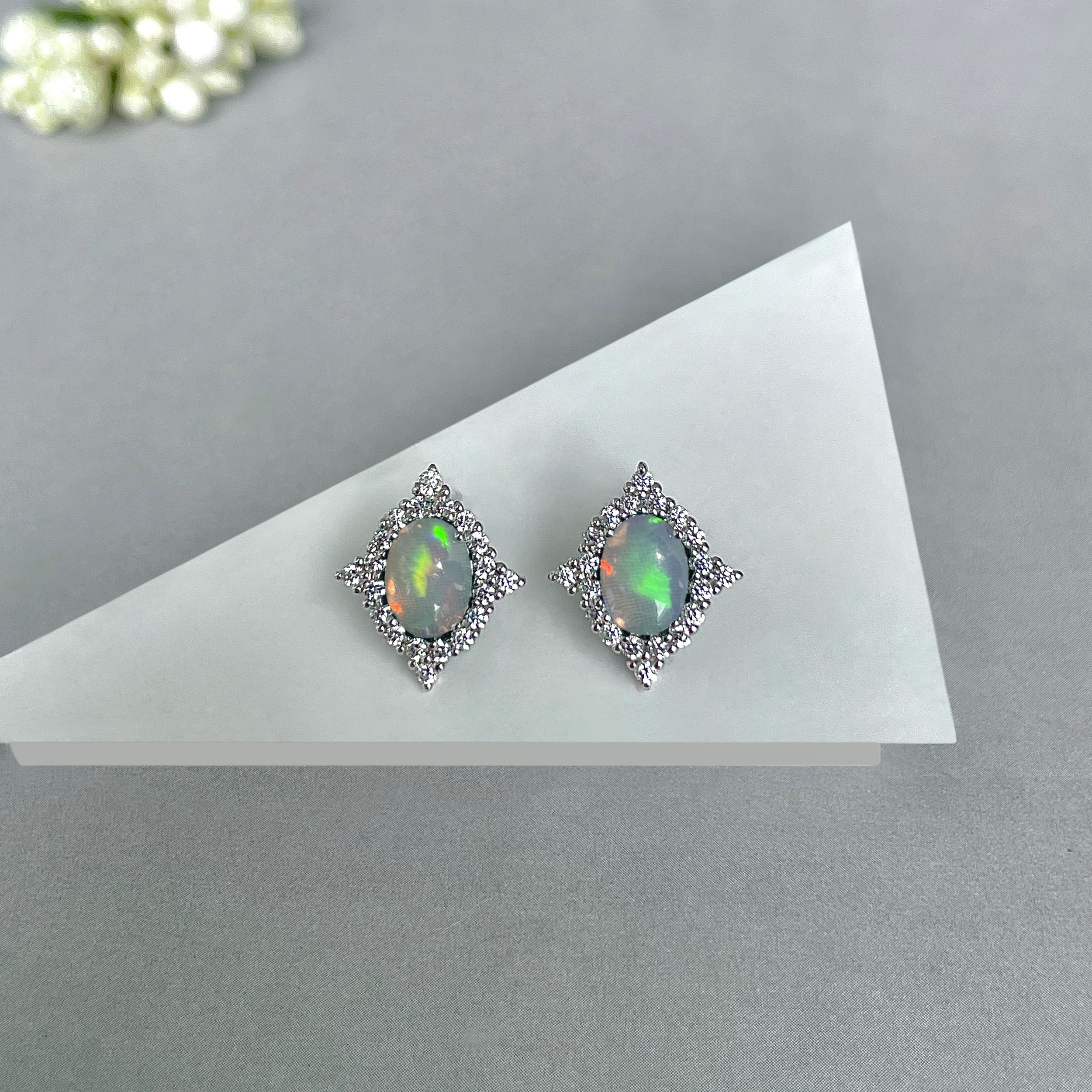 Opal Stud Earrings-(OPL-SE-849.)