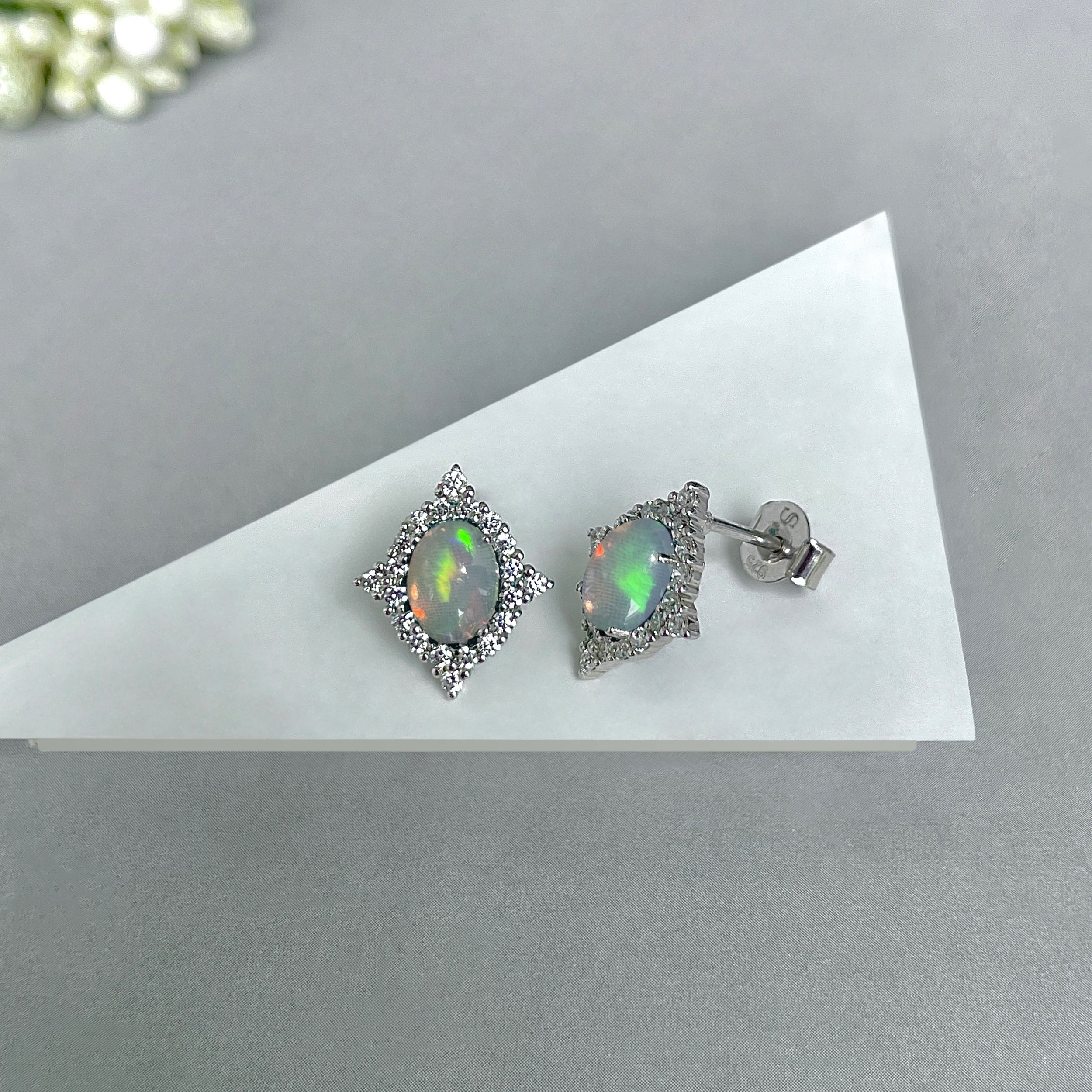 Opal Stud Earrings-(OPL-SE-849.)
