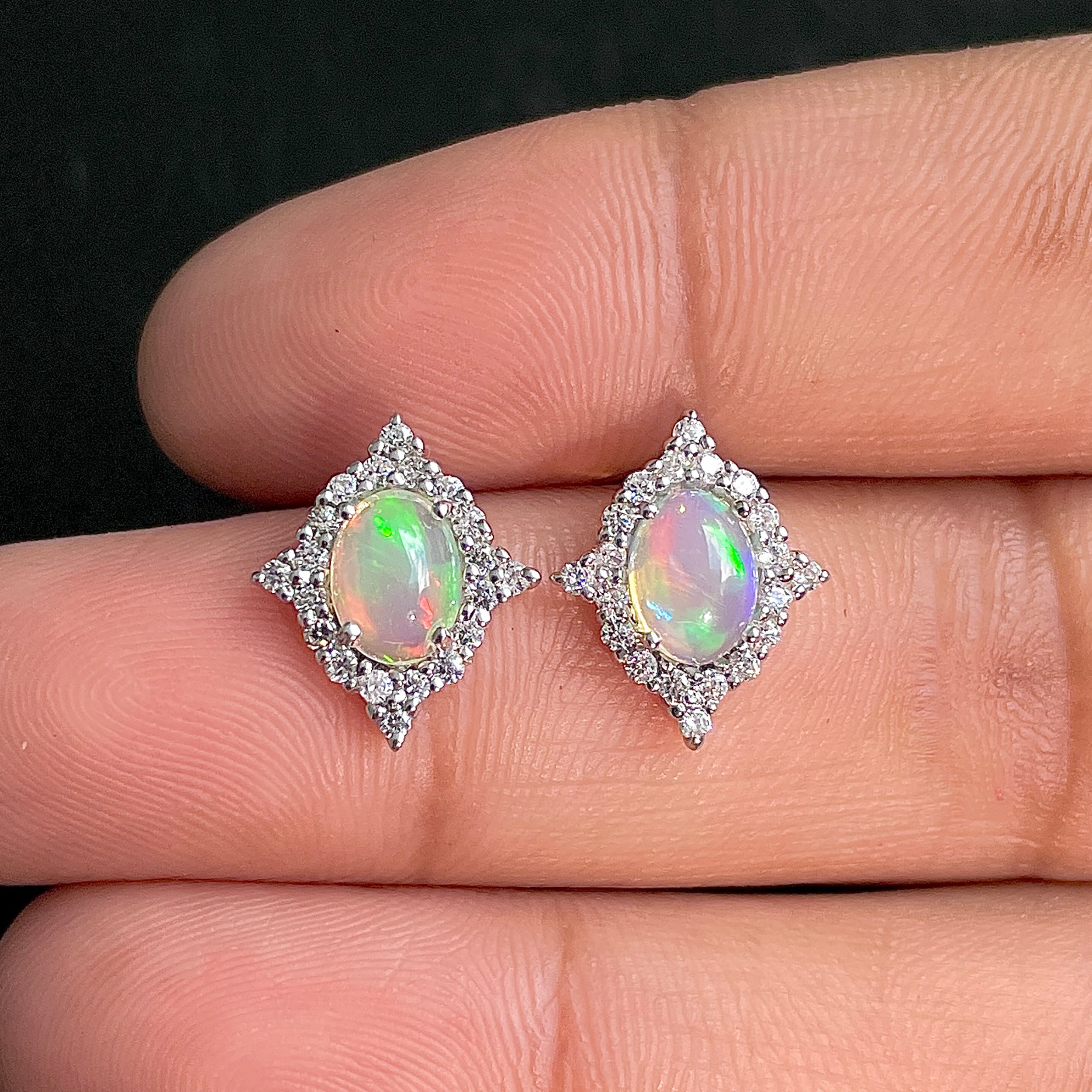 Opal Stud Earrings-(OPL-SE-849.)