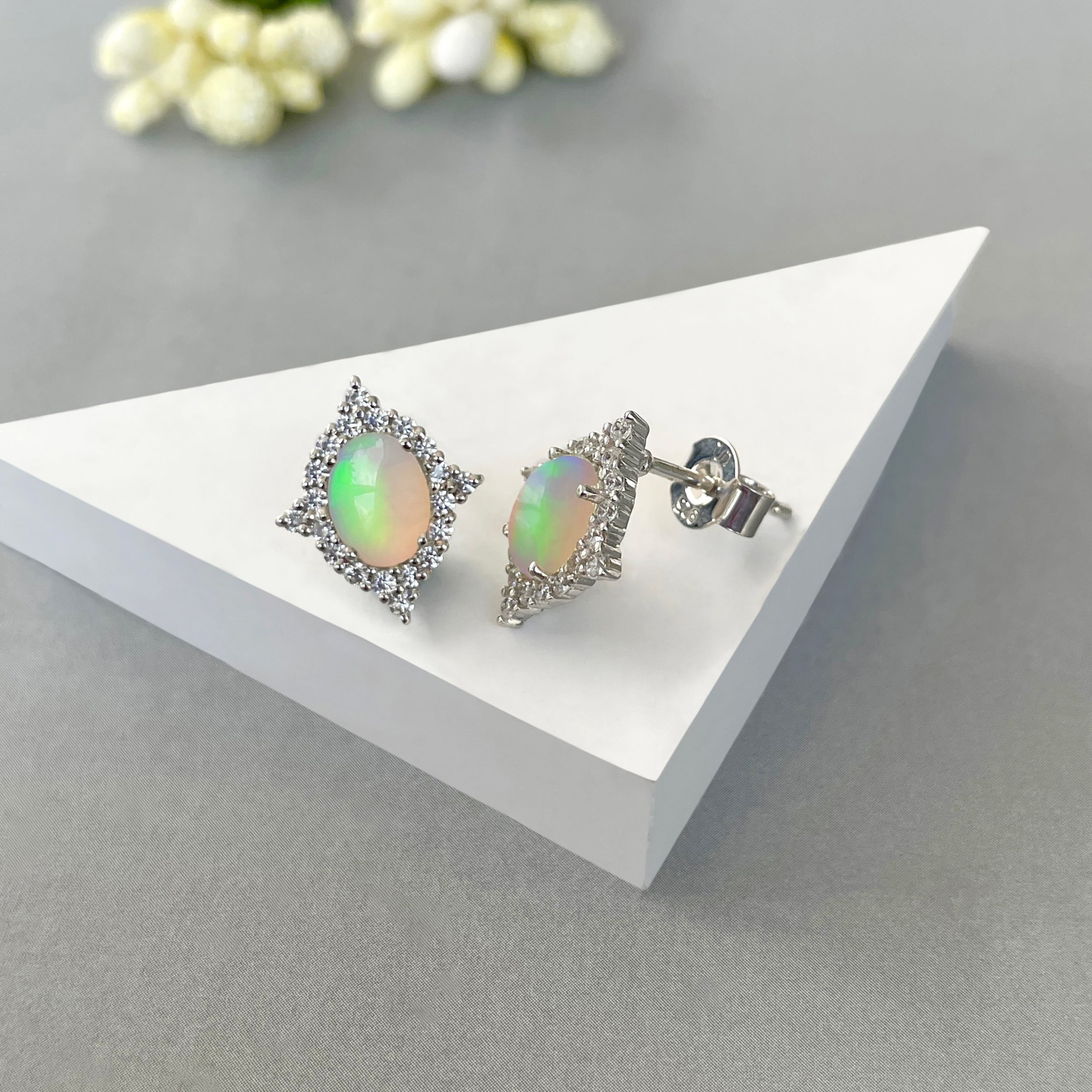 Opal Stud Earring-(OPL-SE-849.)