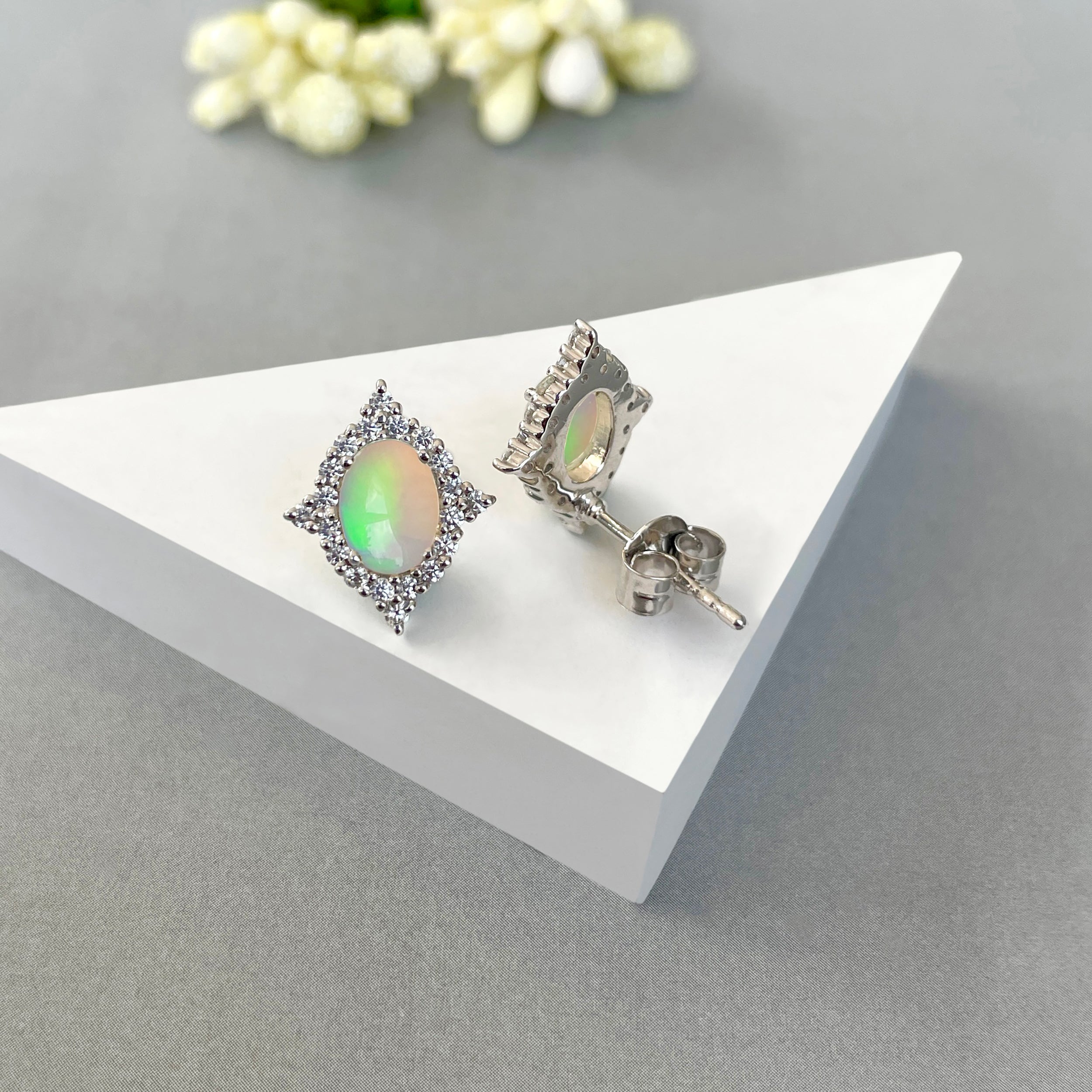 Opal Stud Earring-(OPL-SE-849.)
