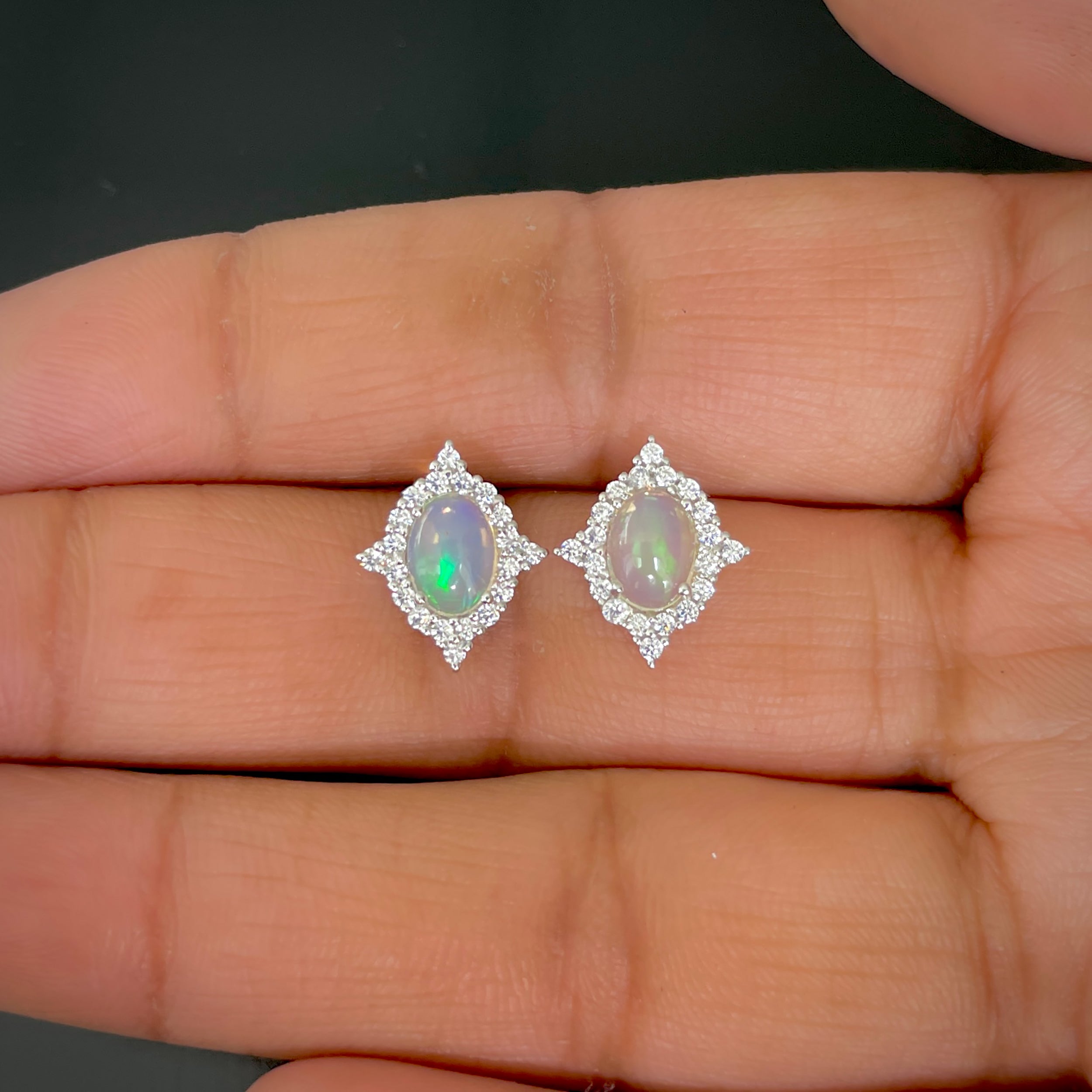 Opal Stud Earring-(OPL-SE-849.)