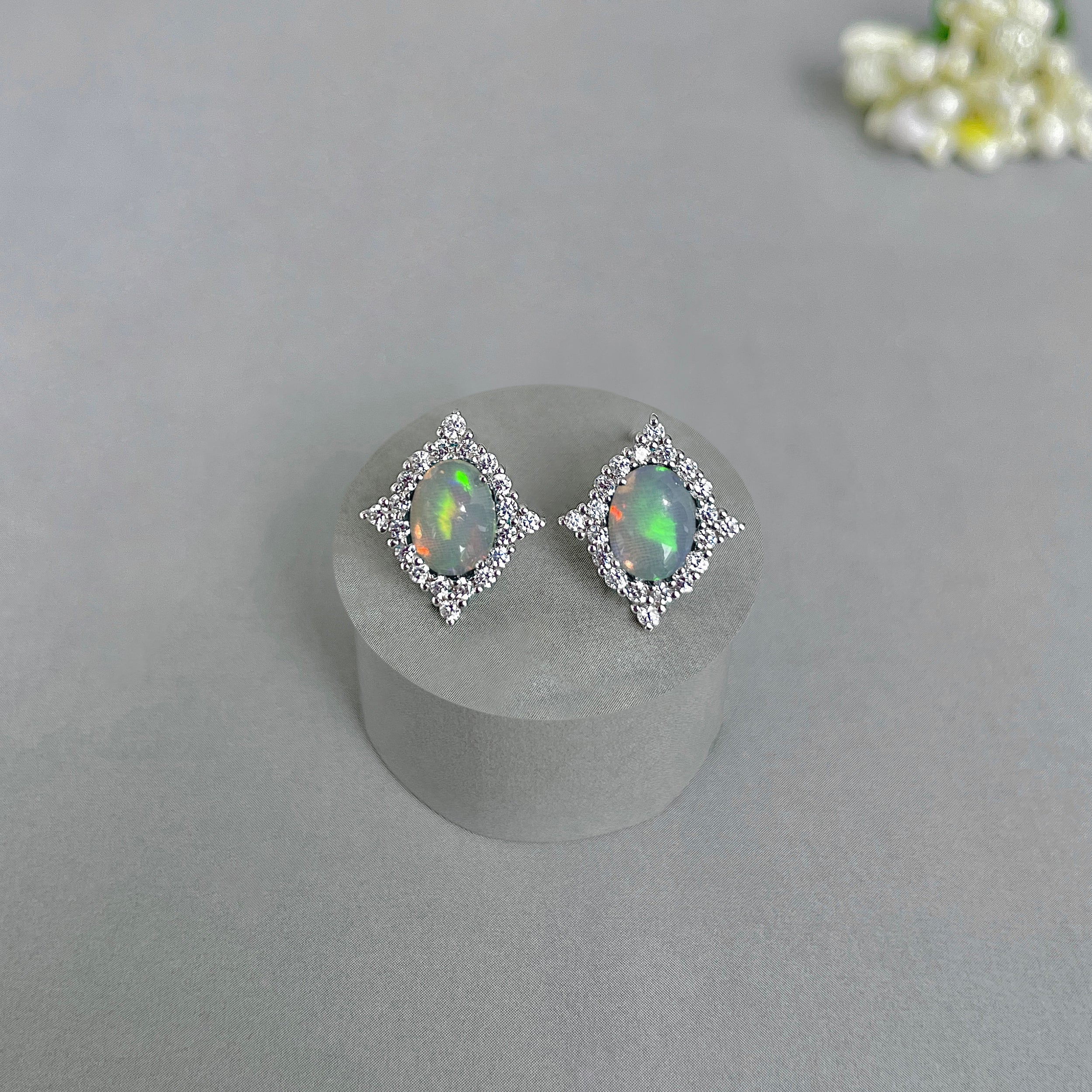 Opal Stud Earrings-(OPL-SE-849.)