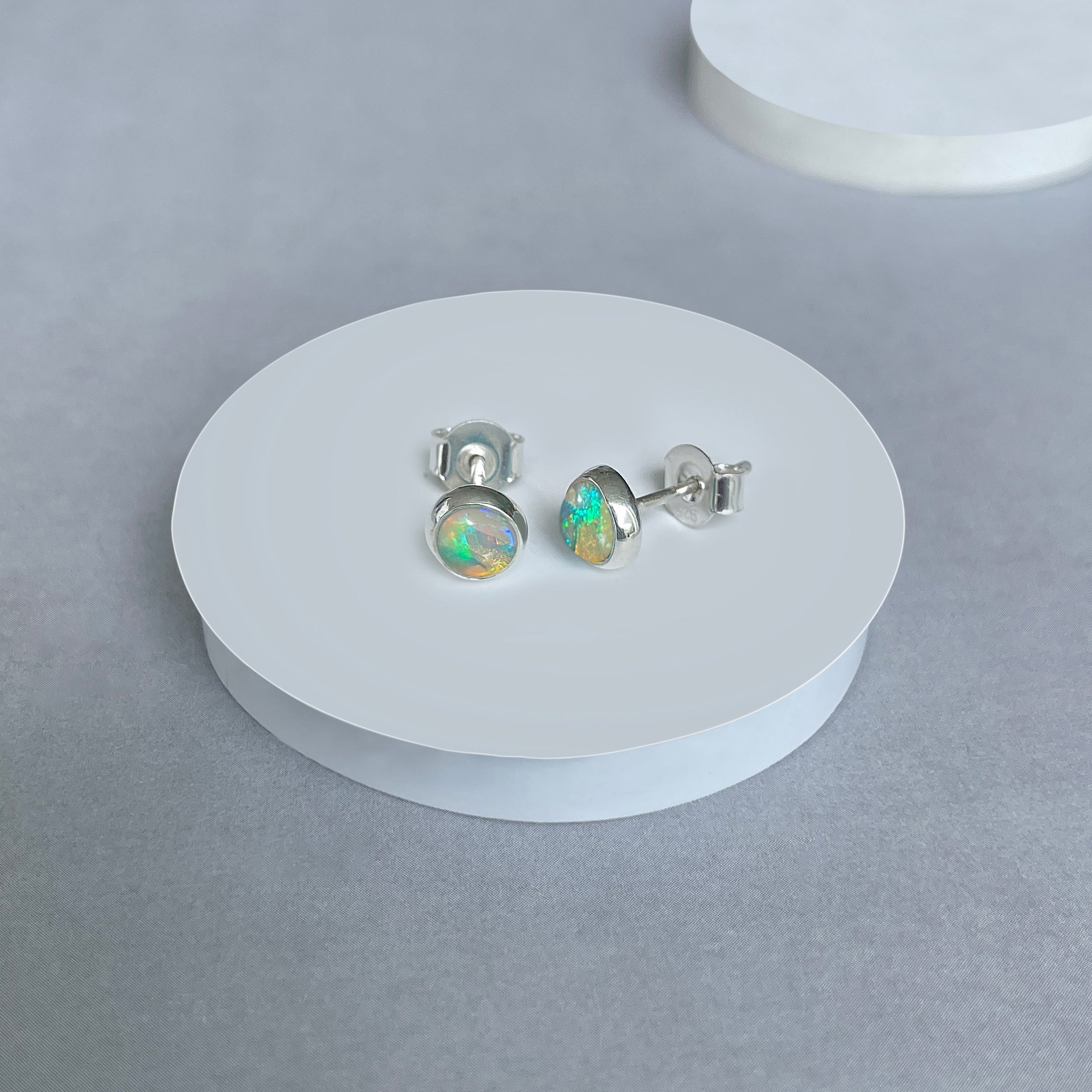 Opal Stud Earrings-(OPL-SE-993.)