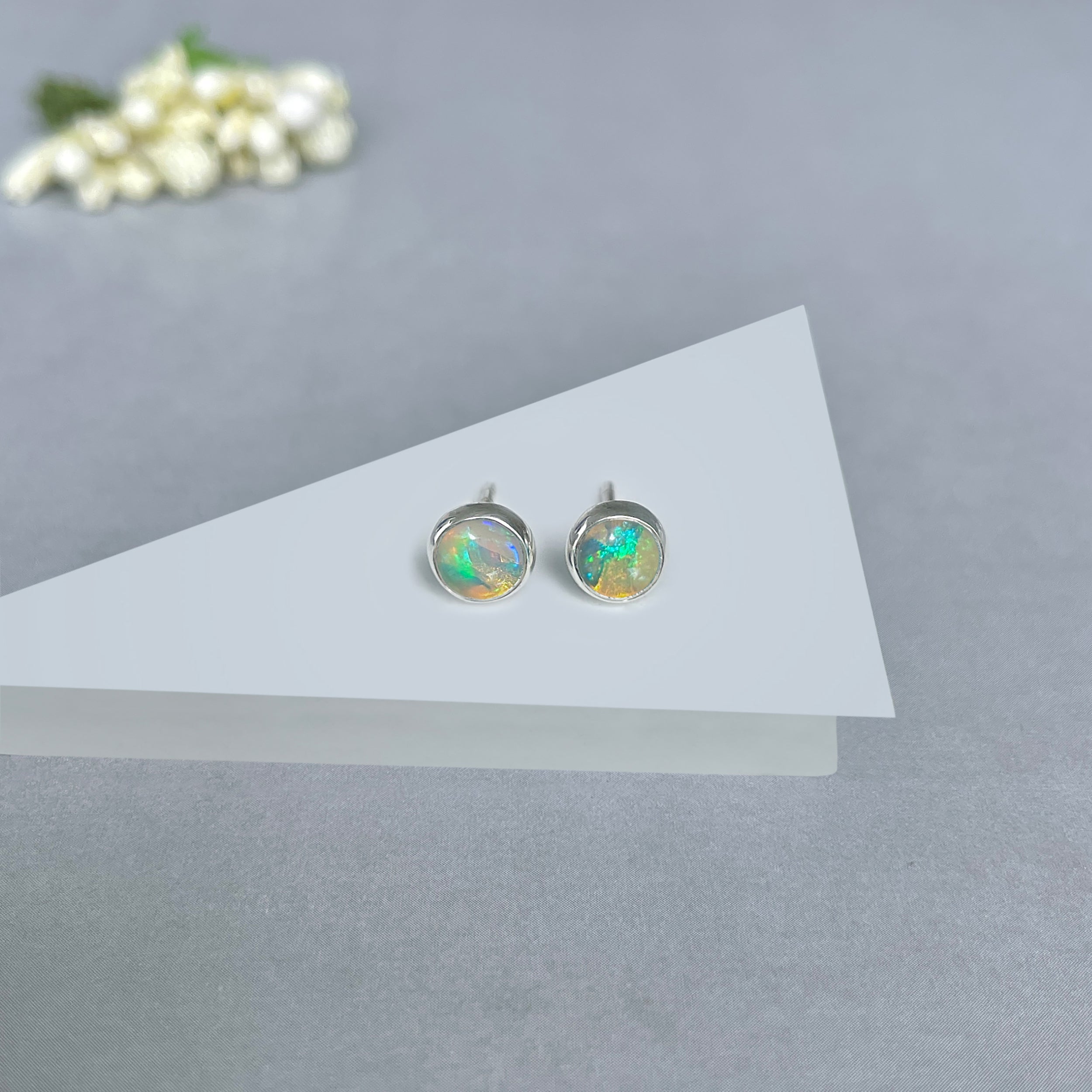 Opal Stud Earrings-(OPL-SE-993.)