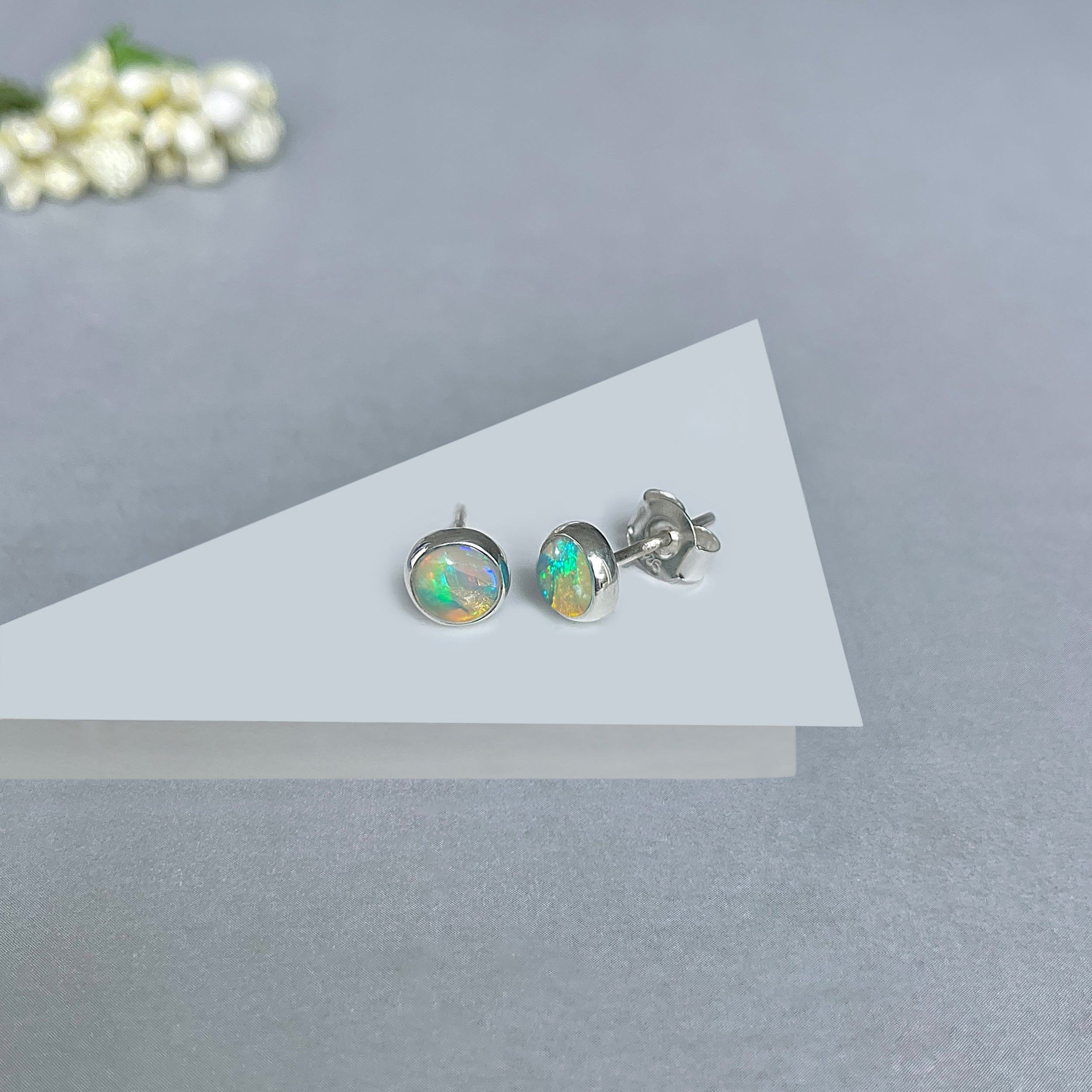 Opal Stud Earrings-(OPL-SE-993.)