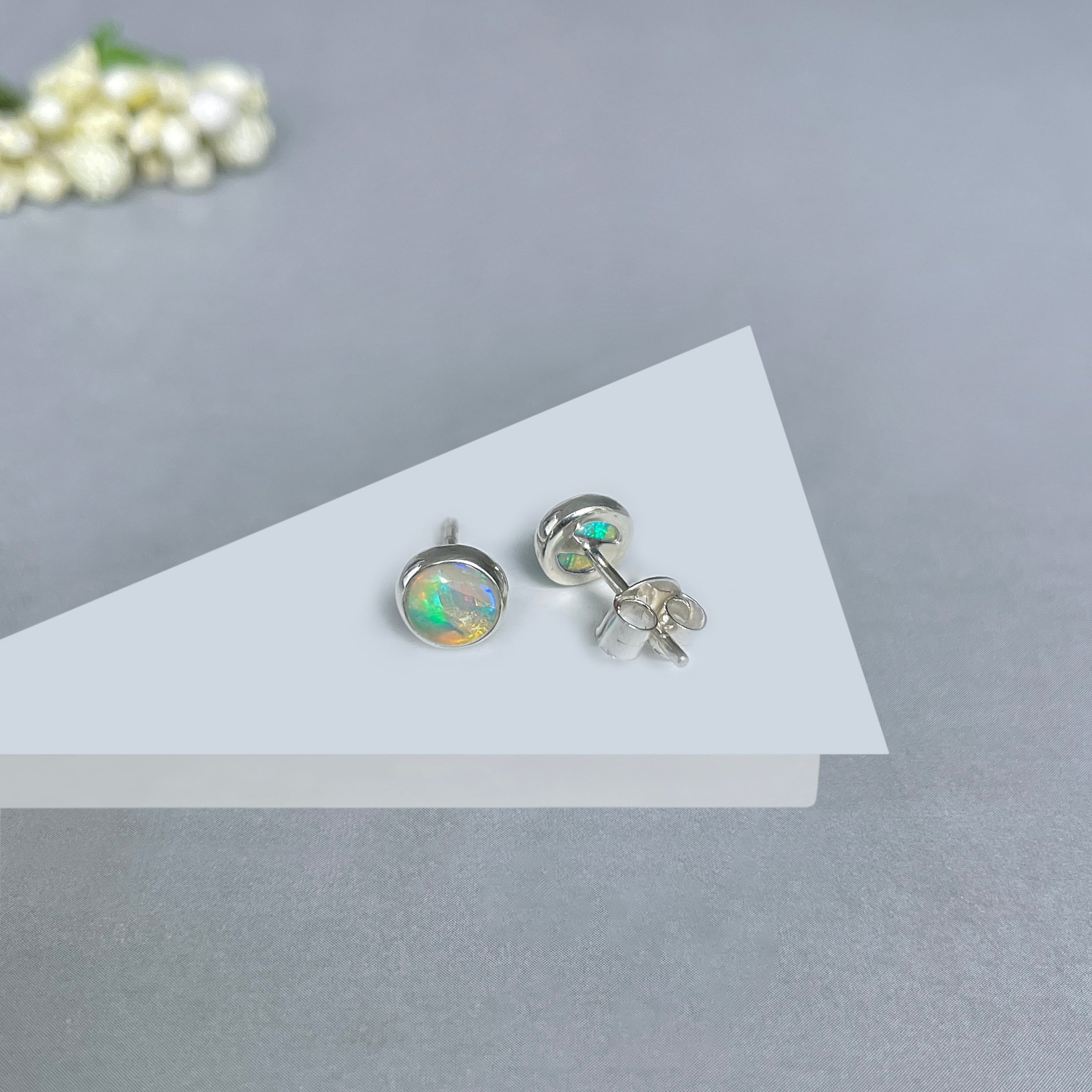 Opal Stud Earrings-(OPL-SE-993.)