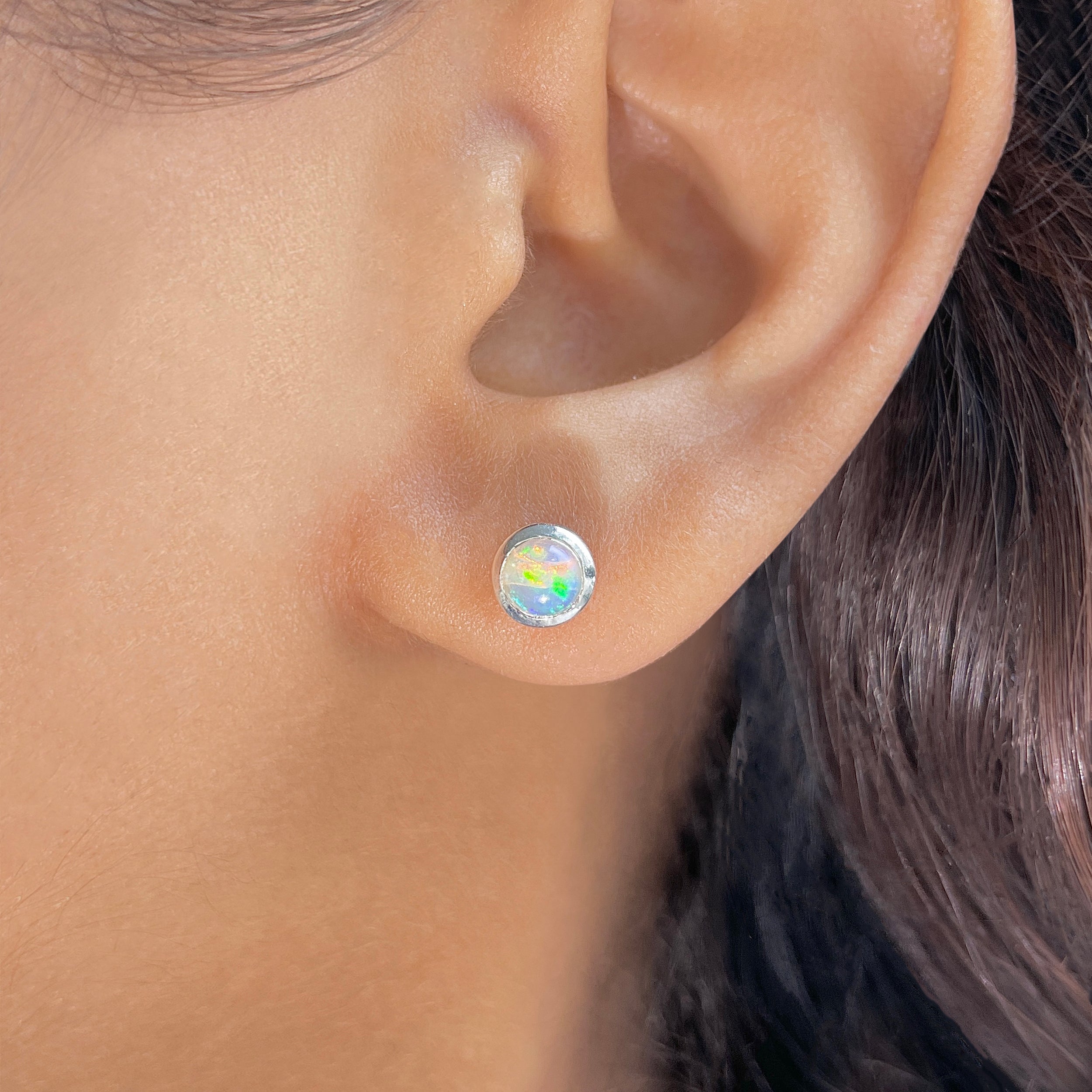 Opal Stud Earrings-(OPL-SE-993.)