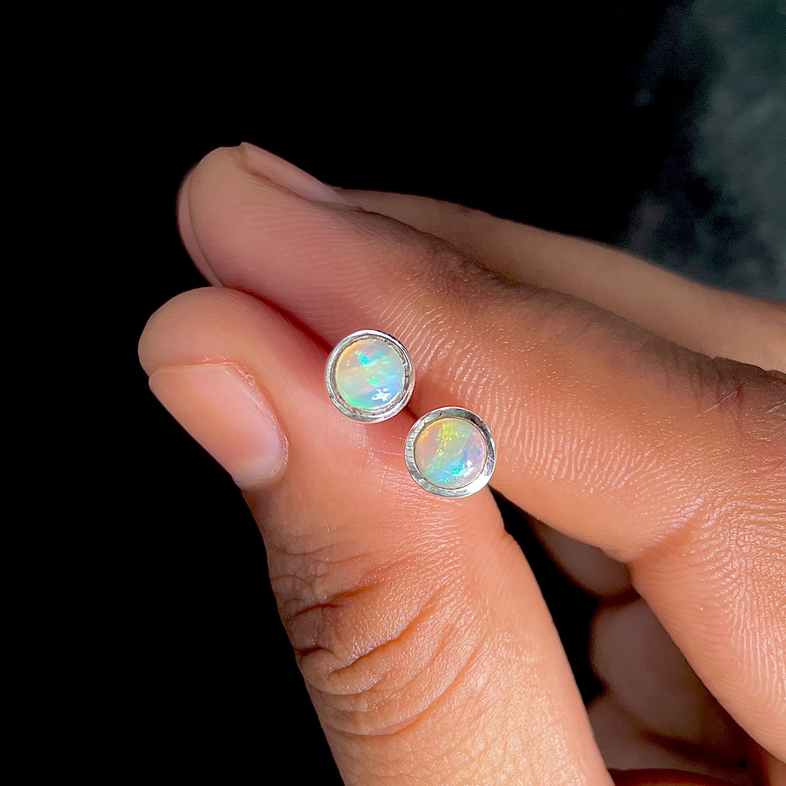 Opal Stud Earrings-(OPL-SE-993.)