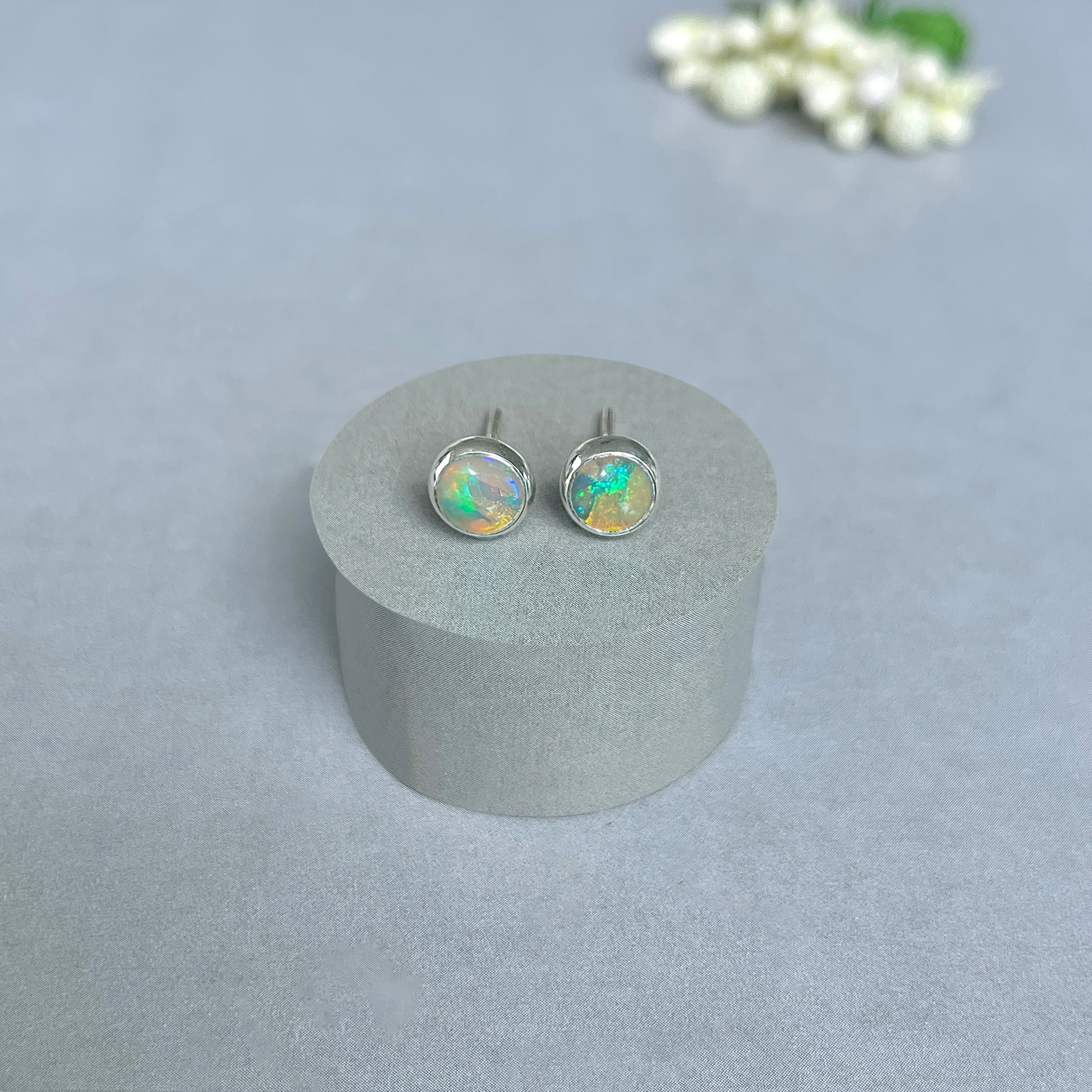 Opal Stud Earrings-(OPL-SE-993.)