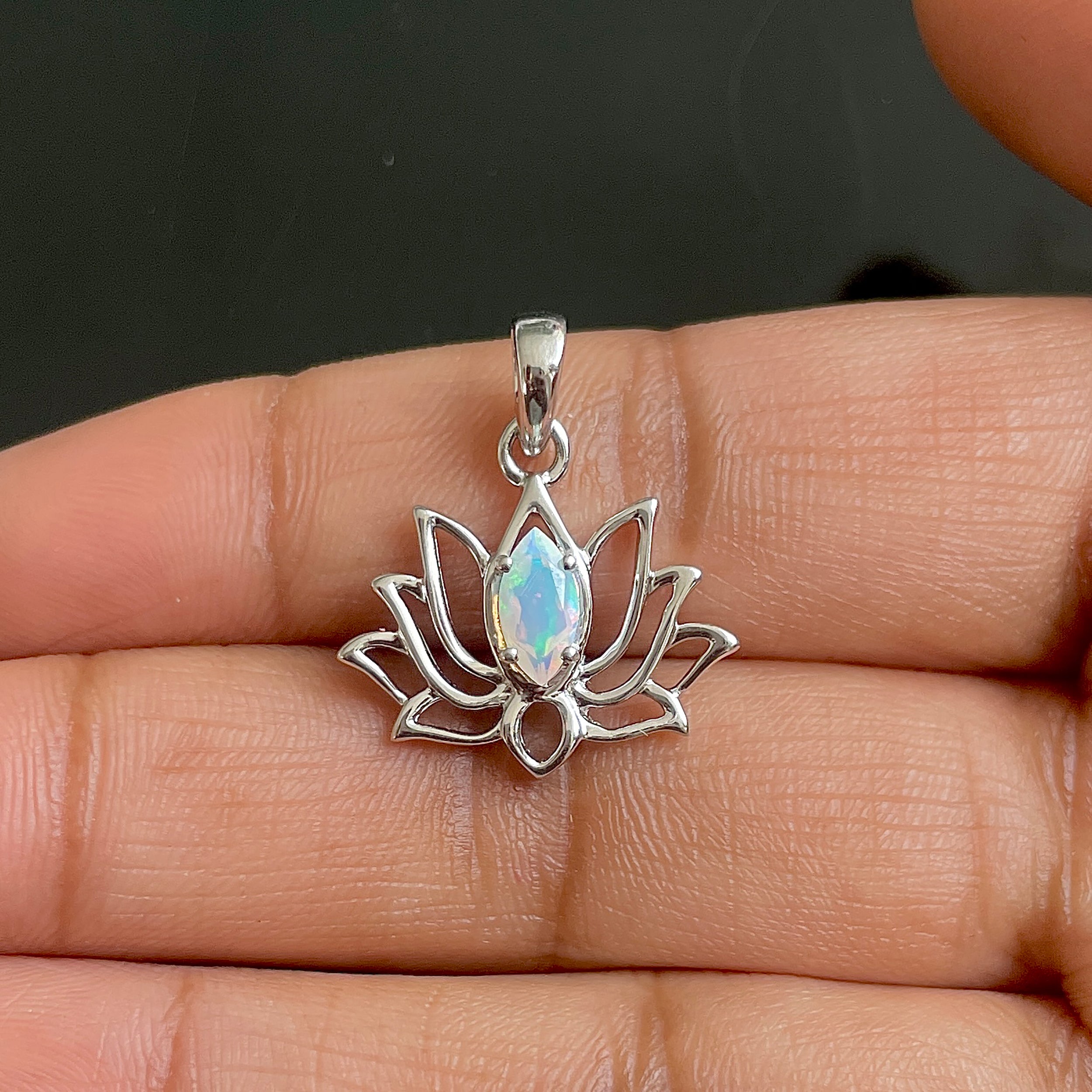 Opal Lotus Pendant-(OPL-SN-166.)