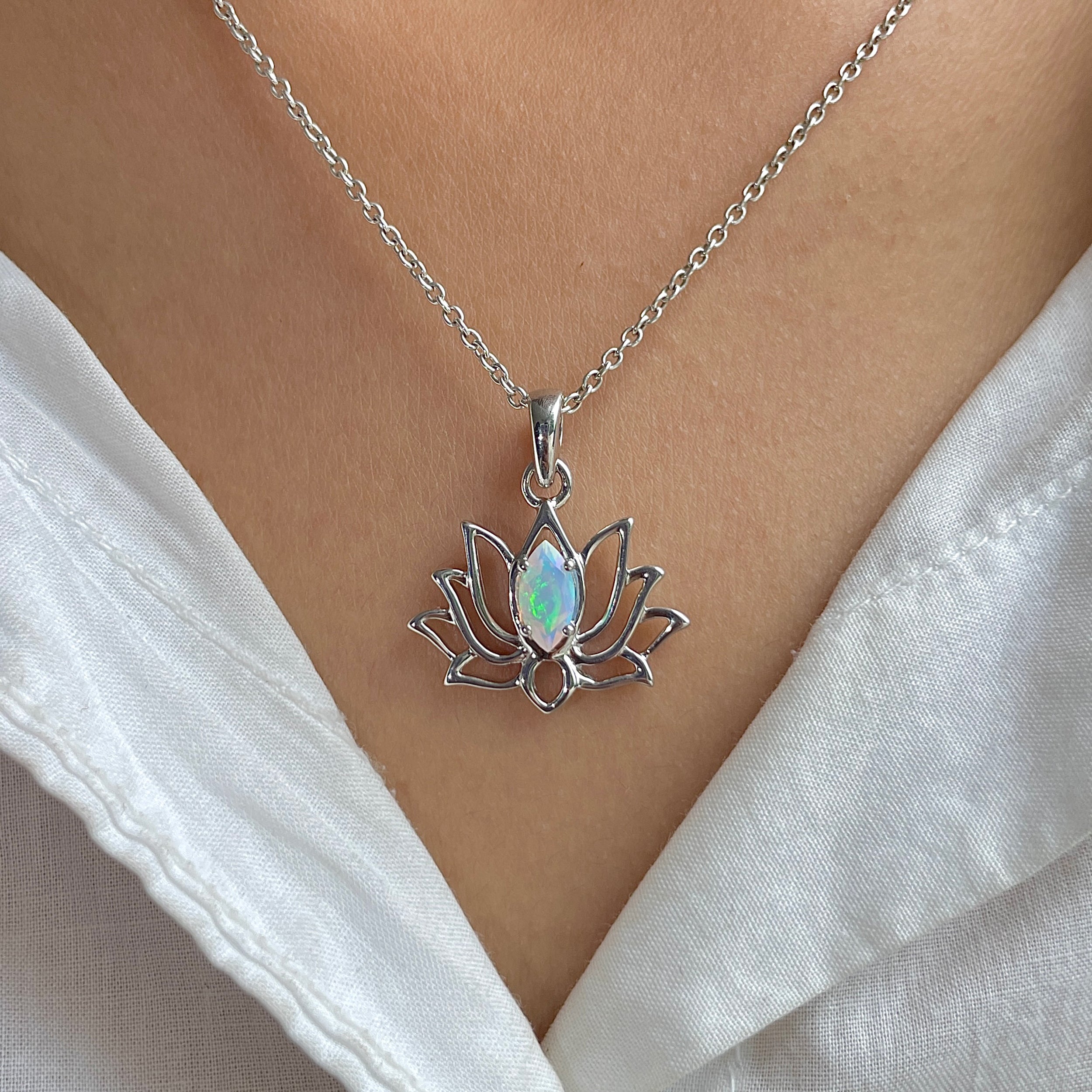 Opal Lotus Pendant-(OPL-SN-166.)
