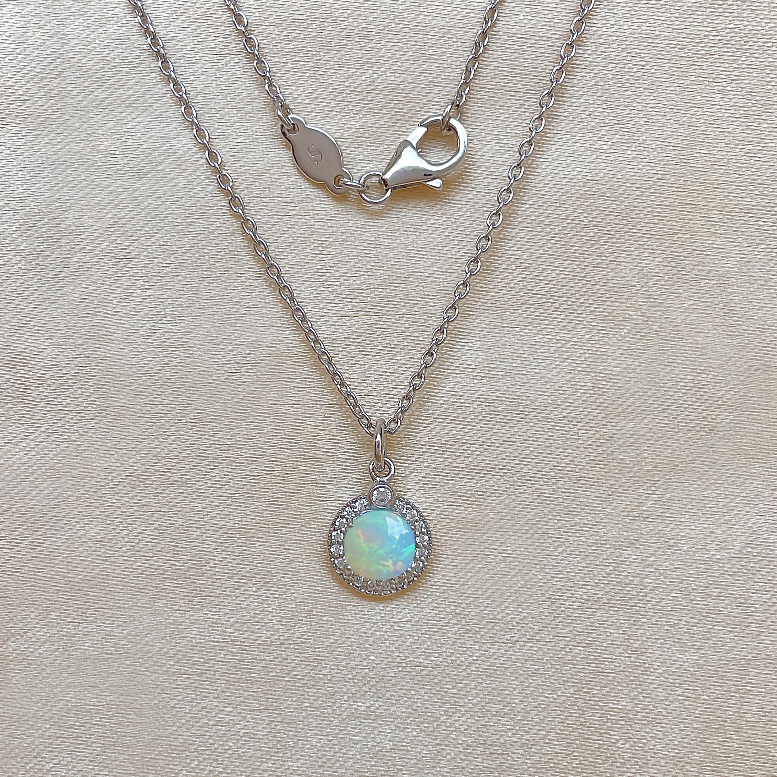 Opal & White Topaz Necklace-(OPL-SN-72.)