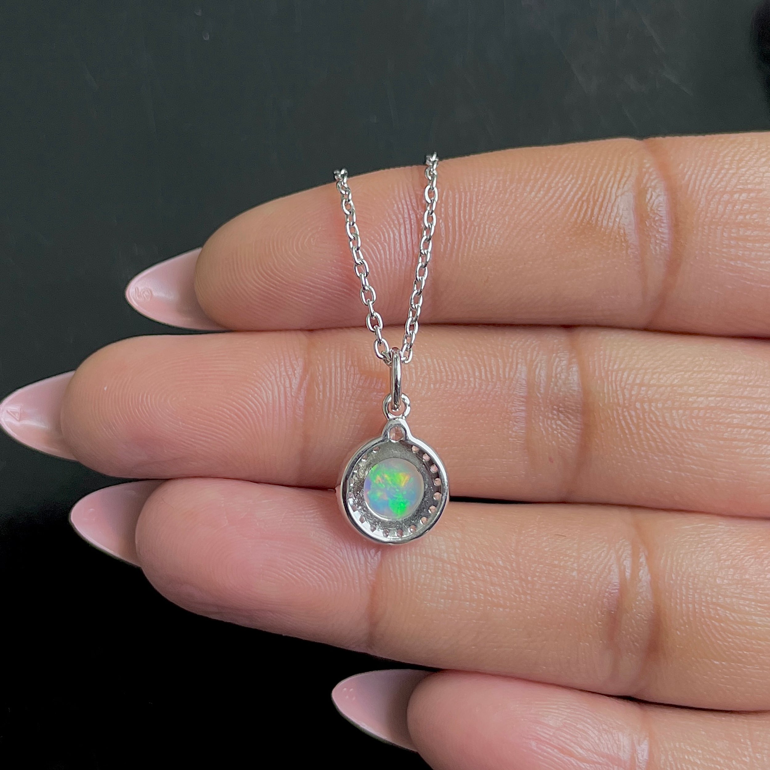 Opal & White Topaz Necklace-(OPL-SN-72.)