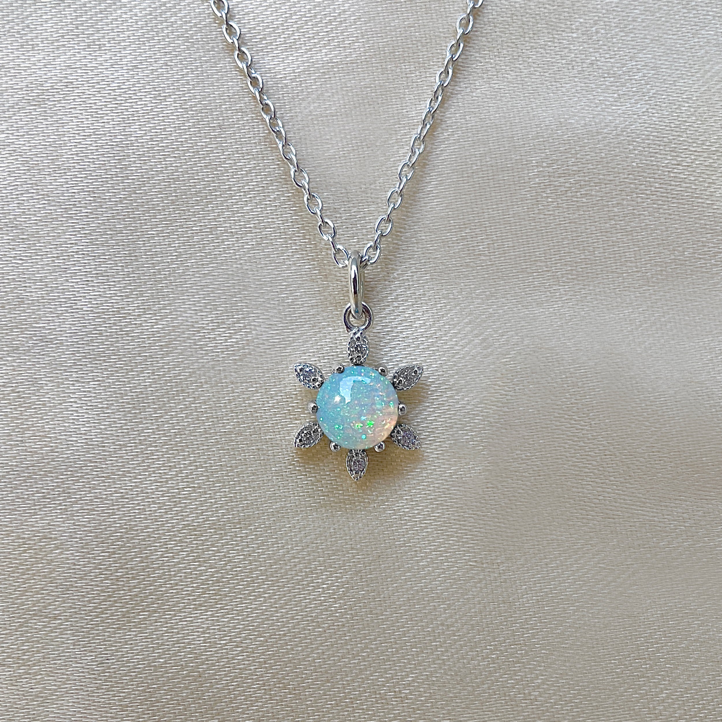 Opal & White Topaz Necklace-(OPL-SN-75.)