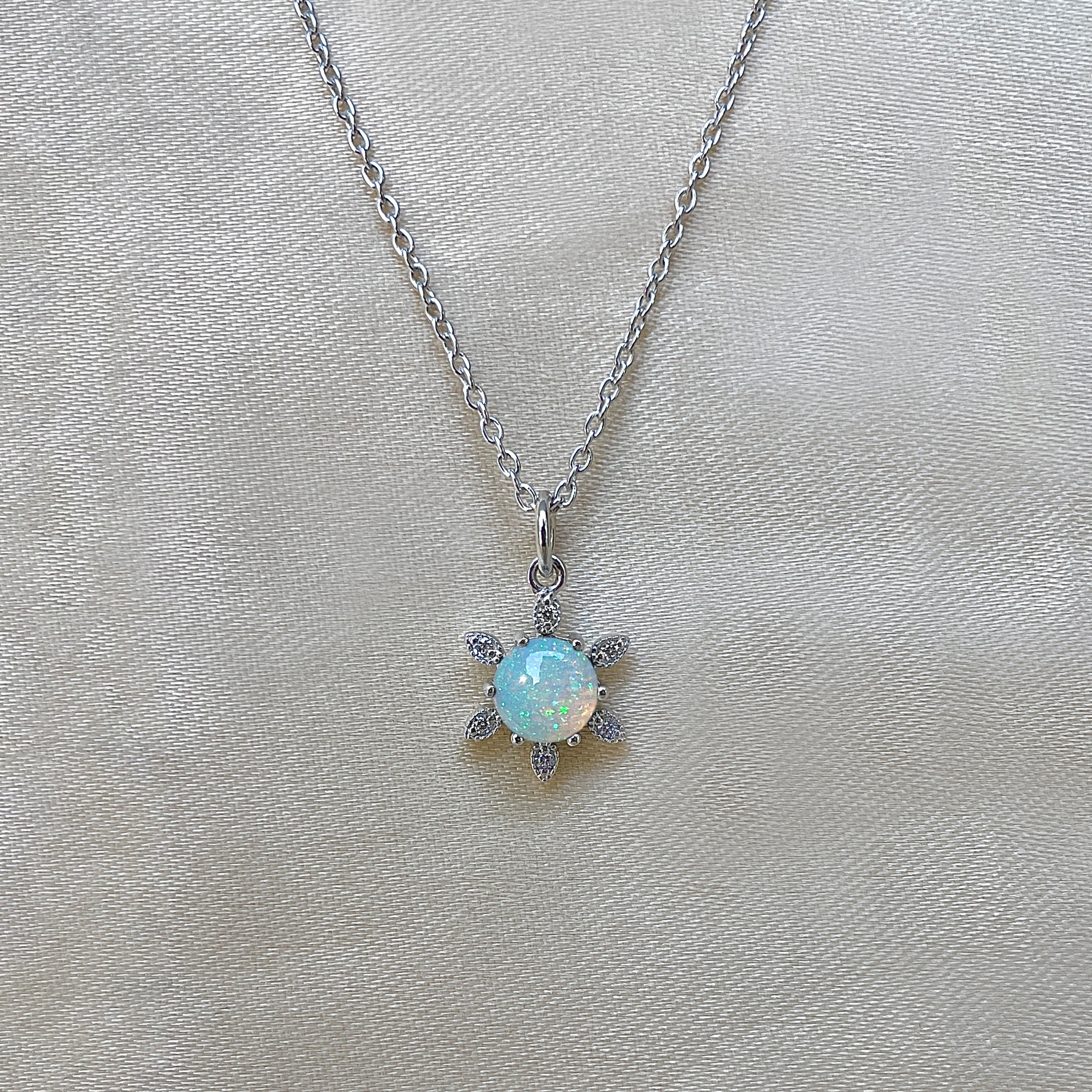 Opal & White Topaz Necklace-(OPL-RDN-75.)