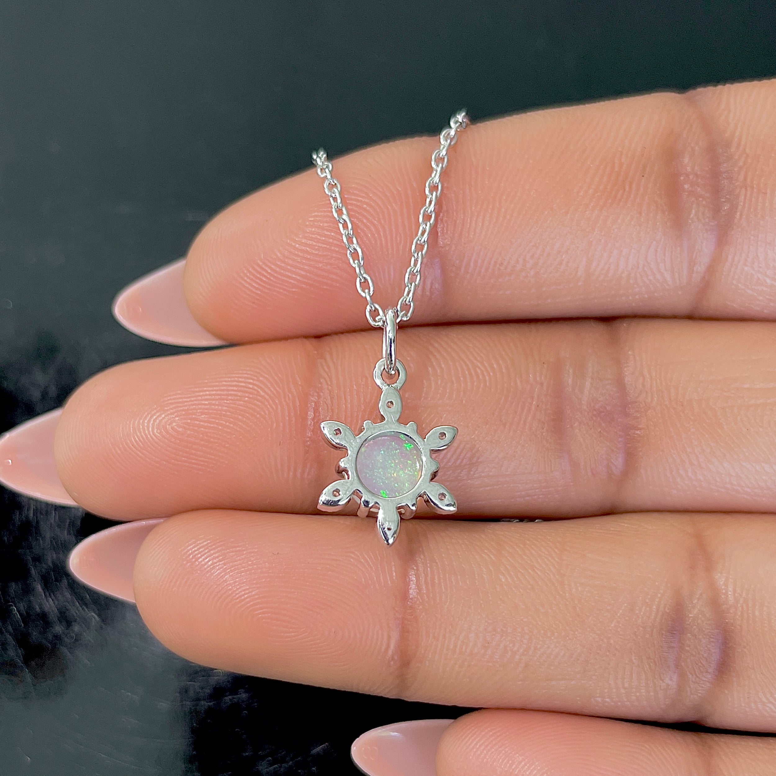 Opal & White Topaz Necklace-(OPL-RDN-75.)