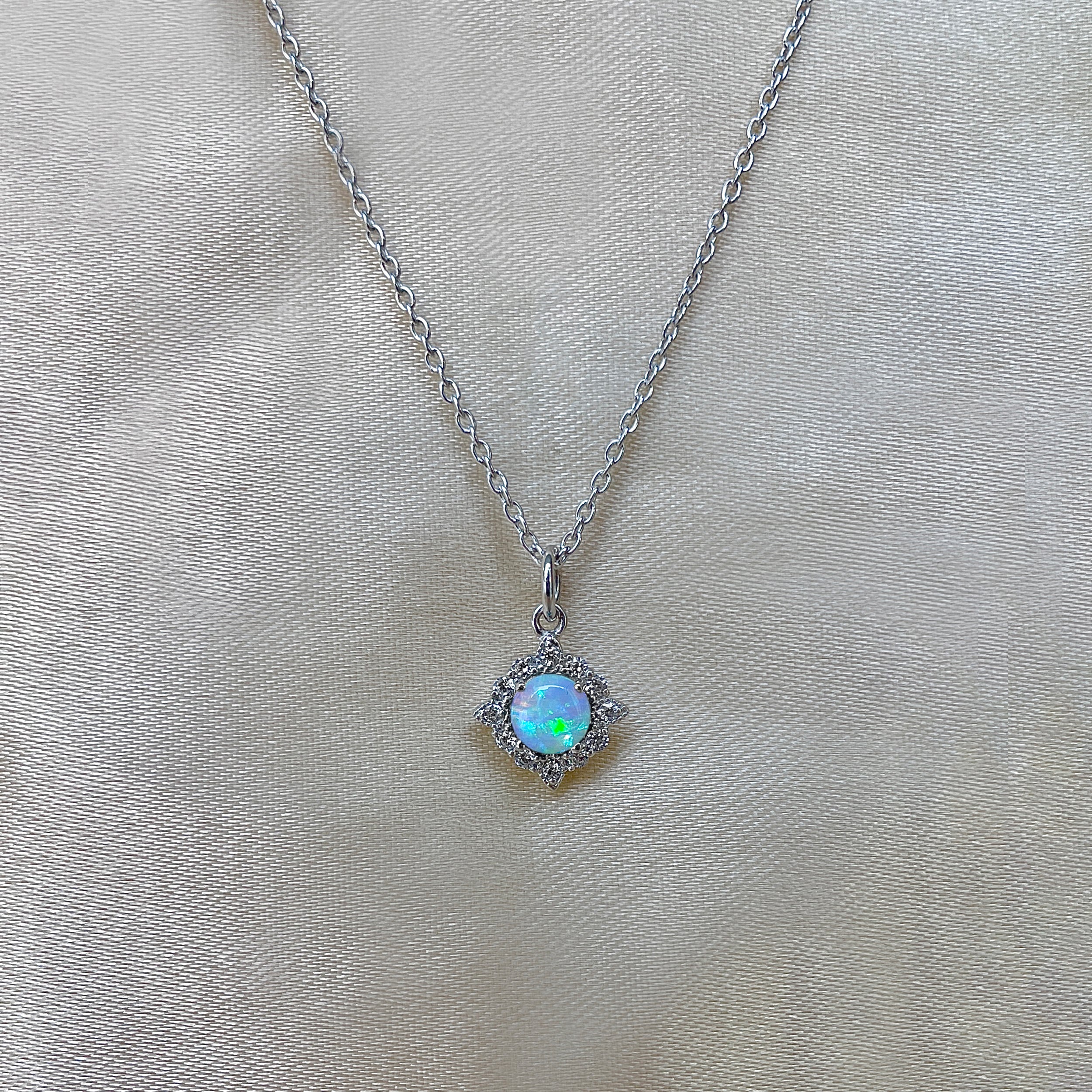 Opal & White Topaz Necklace-(OPL-RDN-77.)
