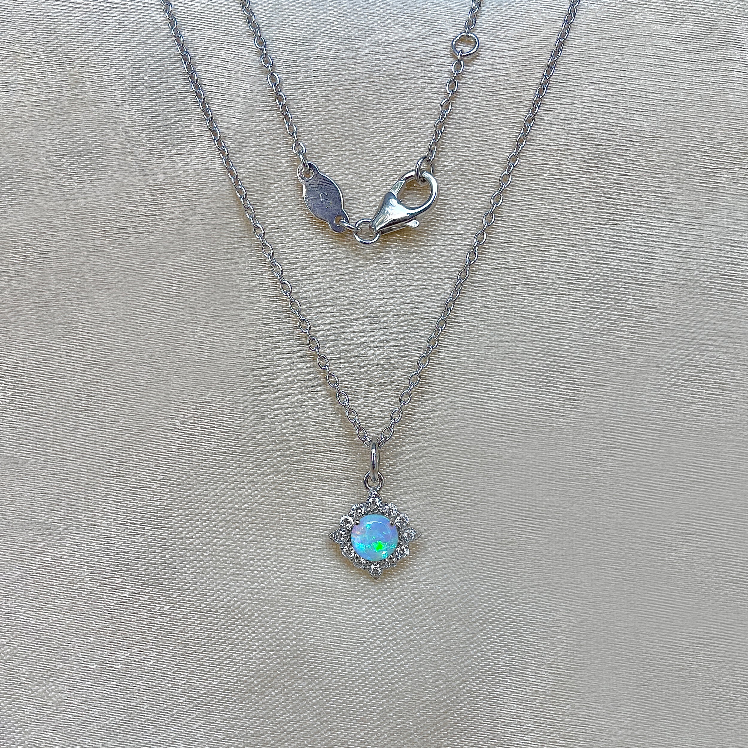 Opal & White Topaz Necklace-(OPL-RDN-77.)