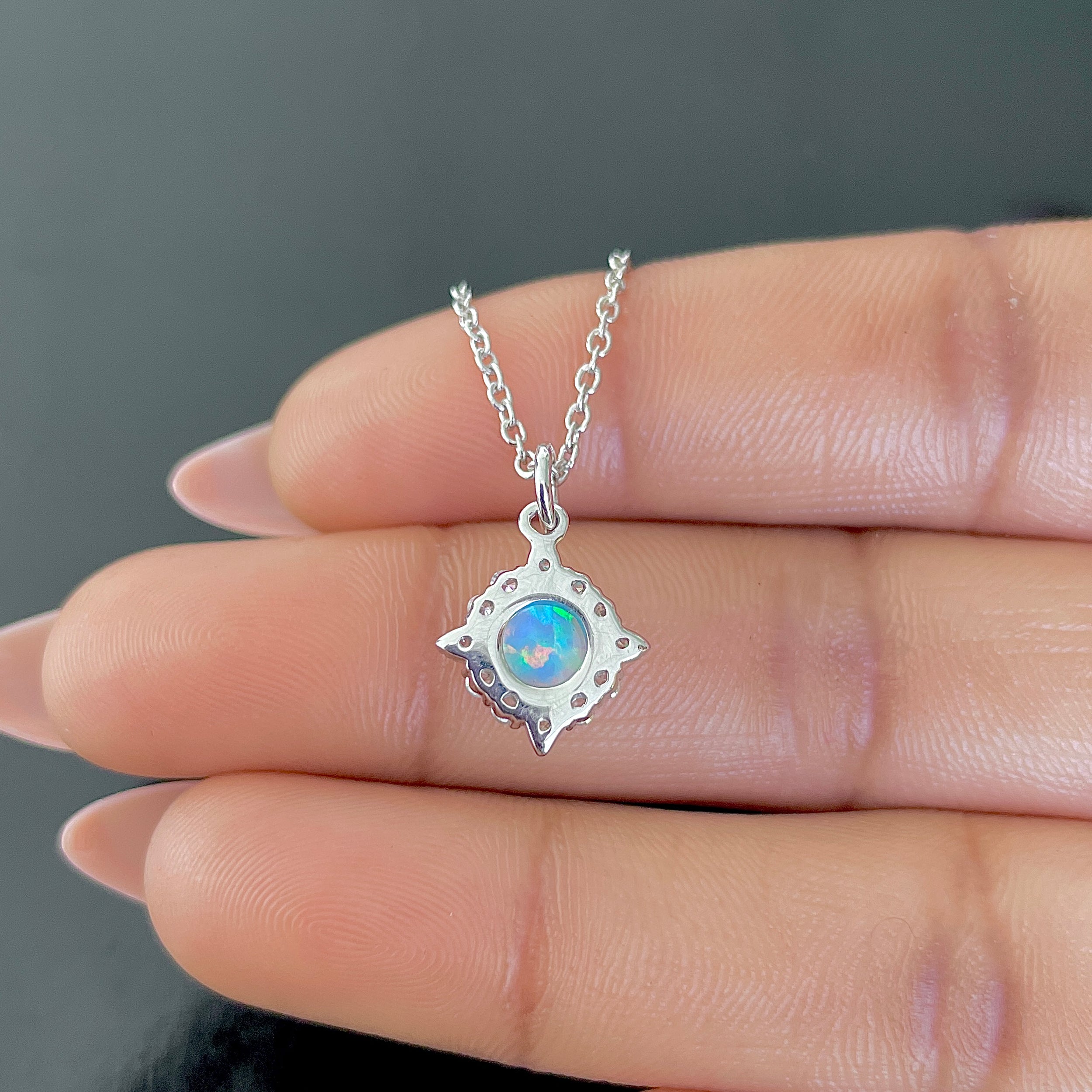 Opal & White Topaz Necklace-(OPL-SN-77.)