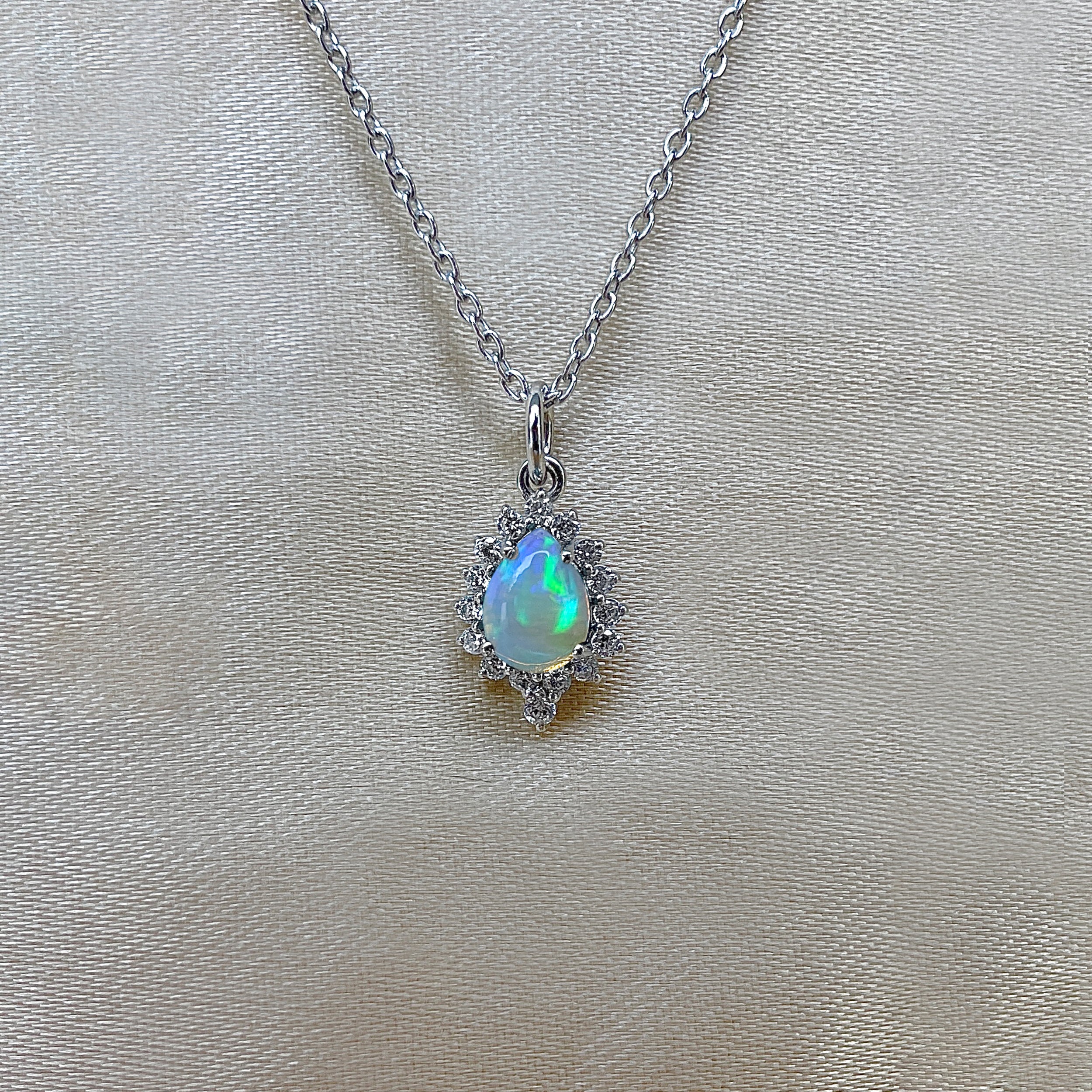 Opal & White Topaz Necklace-(OPL-RDN-79.)