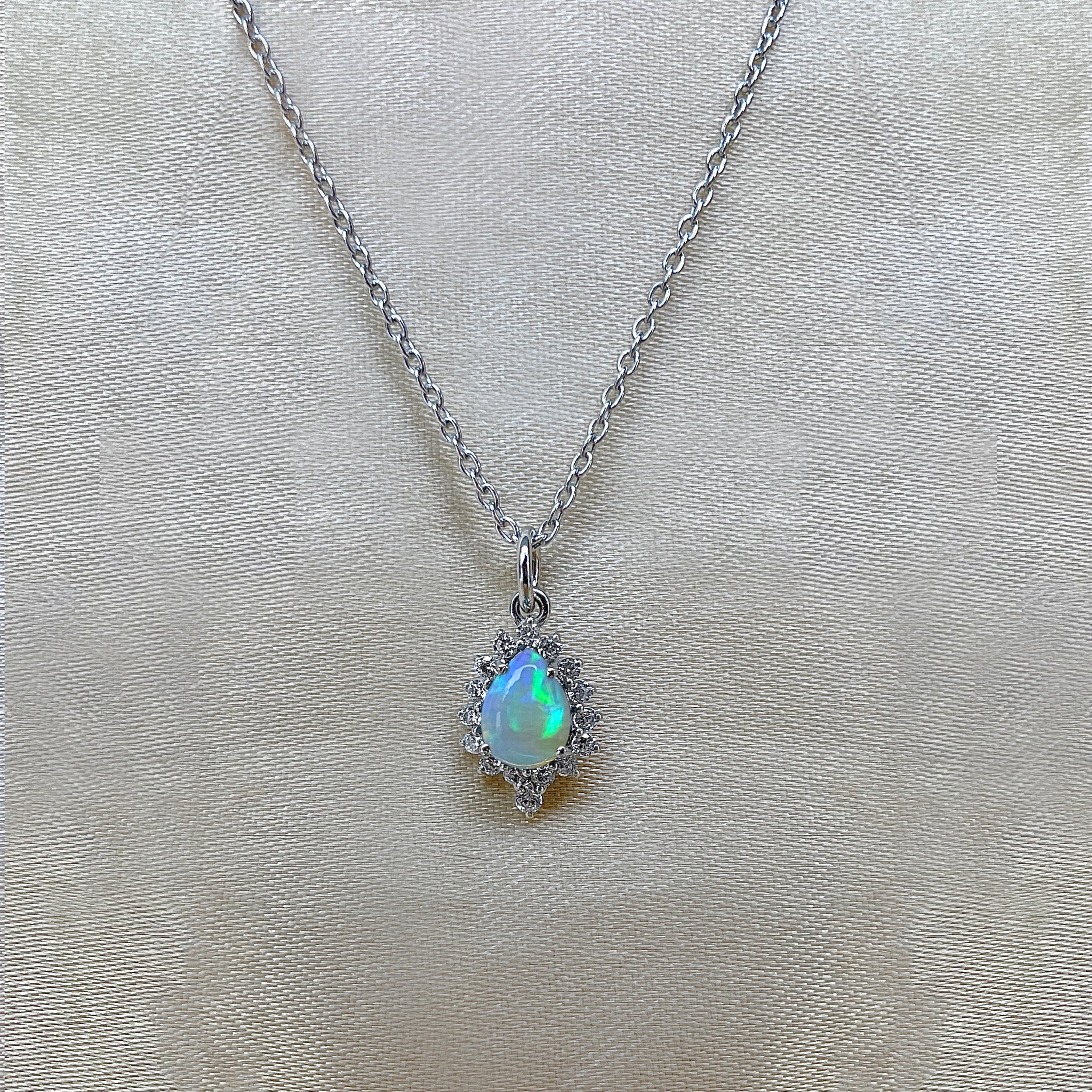 Opal & White Topaz Necklace-(OPL-RDN-79.)