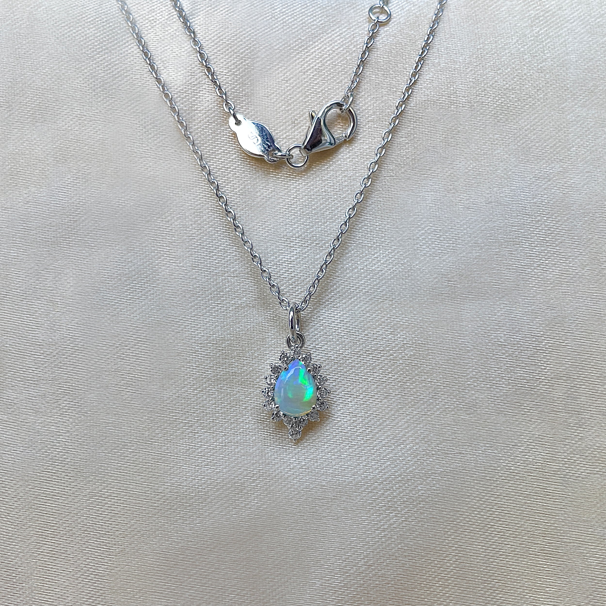 Opal & White Topaz Necklace-(OPL-RDN-79.)