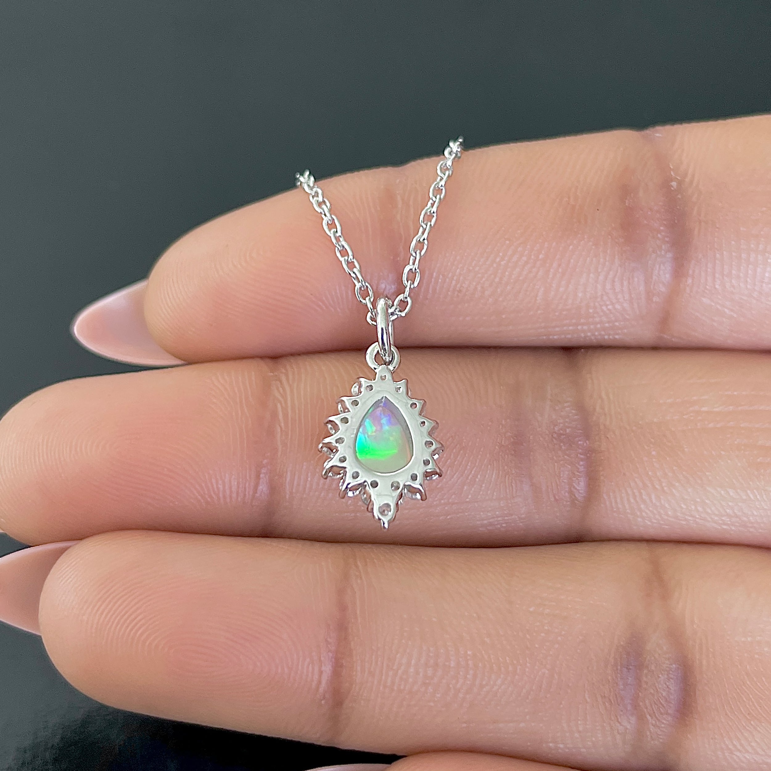 Opal & White Topaz Necklace-(OPL-SN-79.)