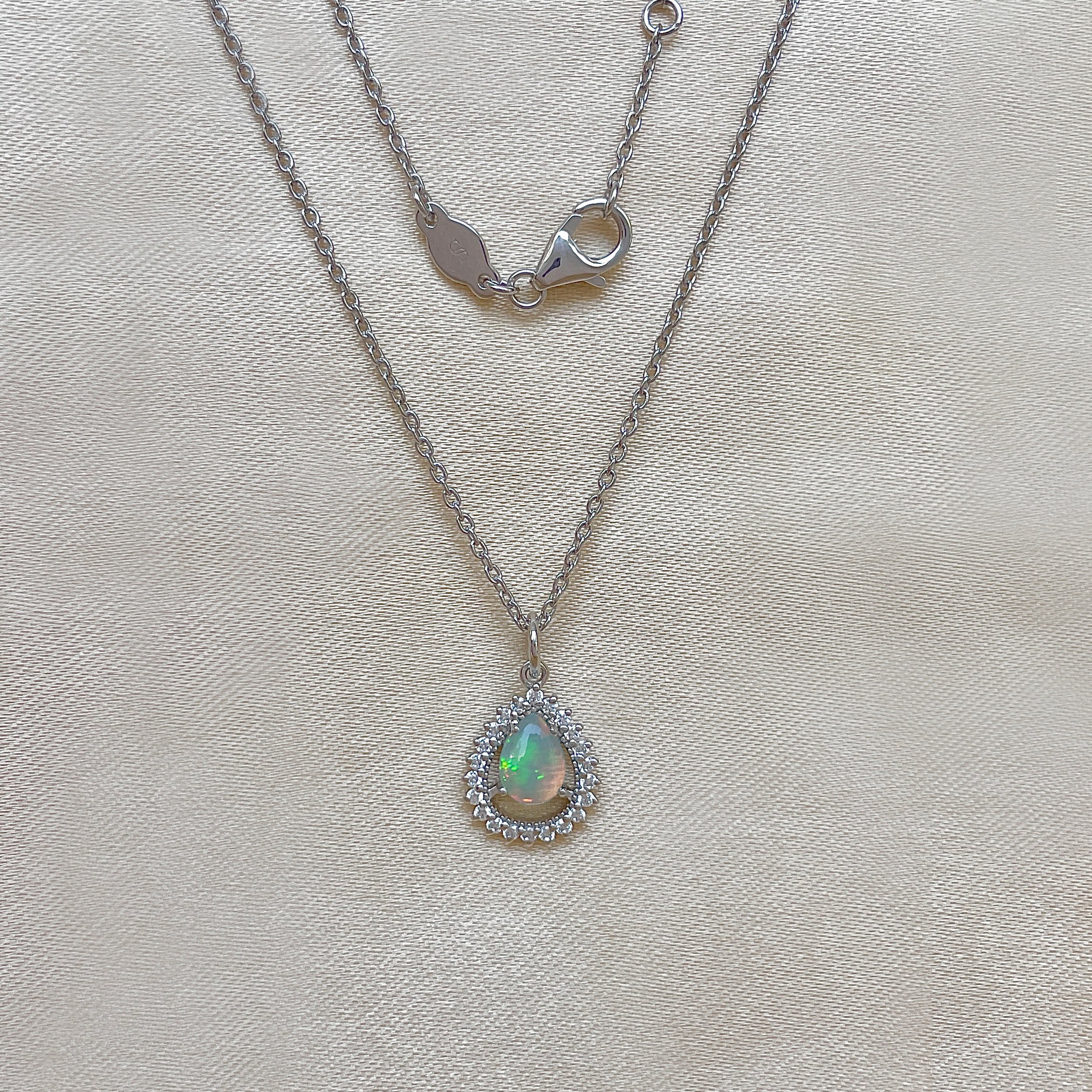 Opal & White Topaz Necklace-(OPL-SN-80.)