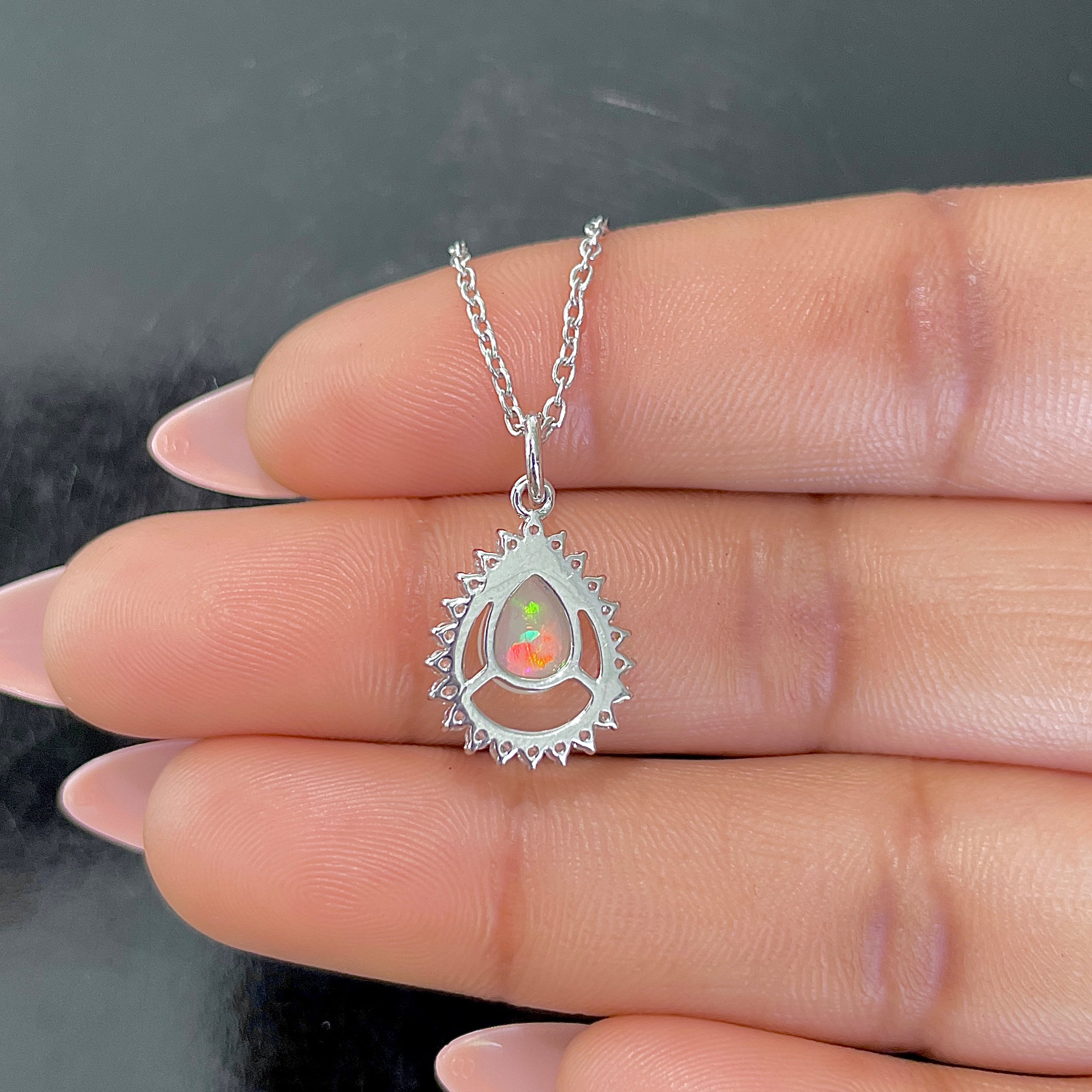 Opal & White Topaz Necklace-(OPL-SN-80.)