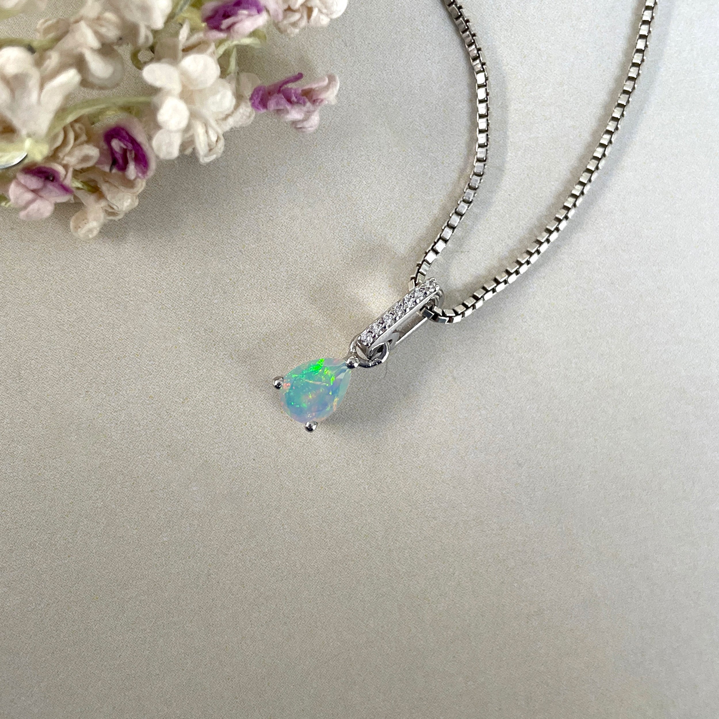 Opal & White Topaz Pendant-(OPL-SP-1165.)