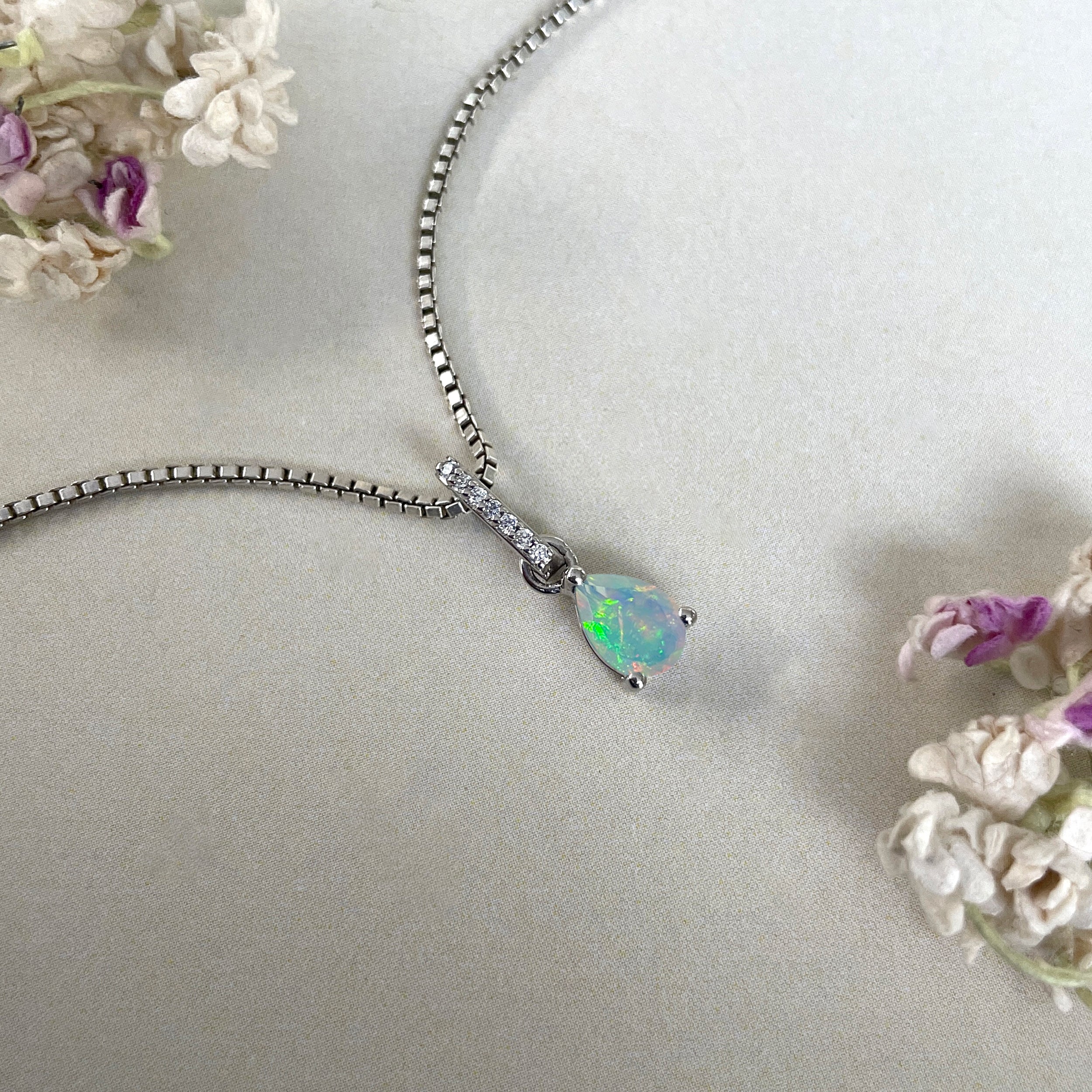 Opal & White Topaz Pendant-(OPL-SP-1165.)