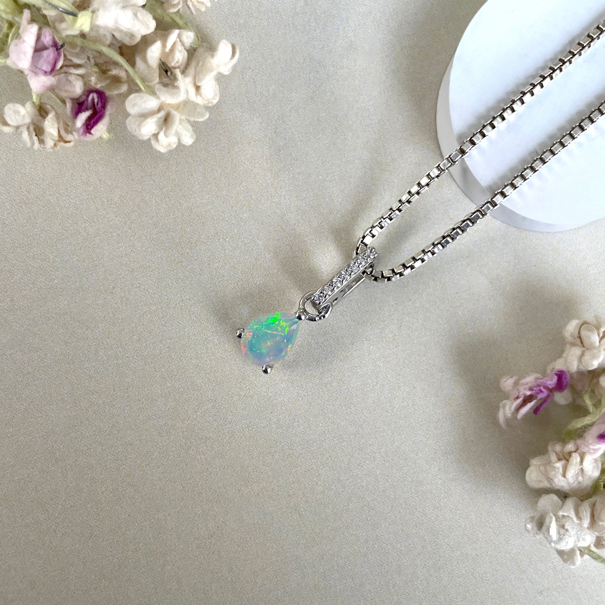 Opal & White Topaz Pendant-(OPL-SP-1165.)