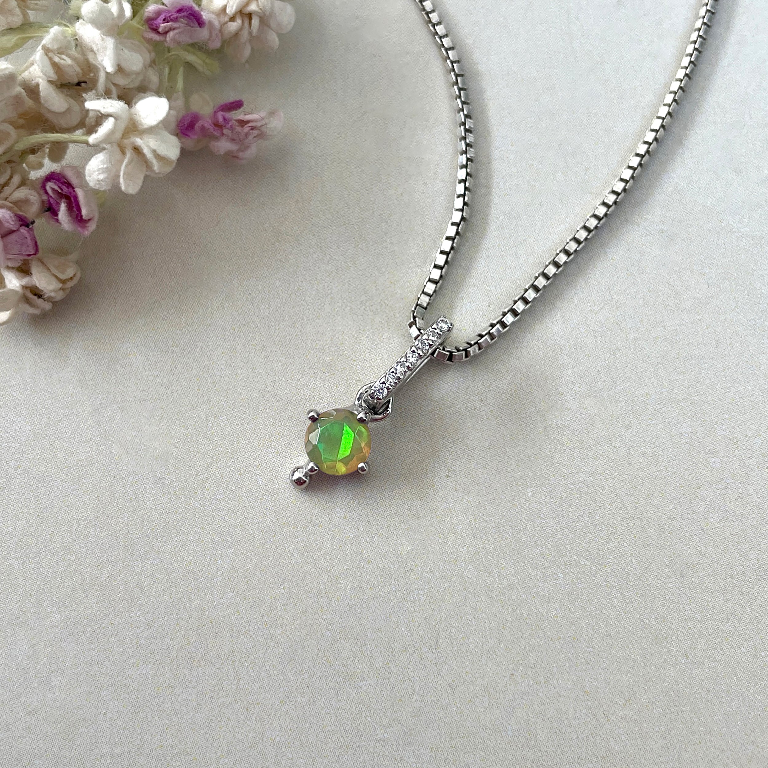 Opal & White Topaz Pendant-(OPL-SP-399.)