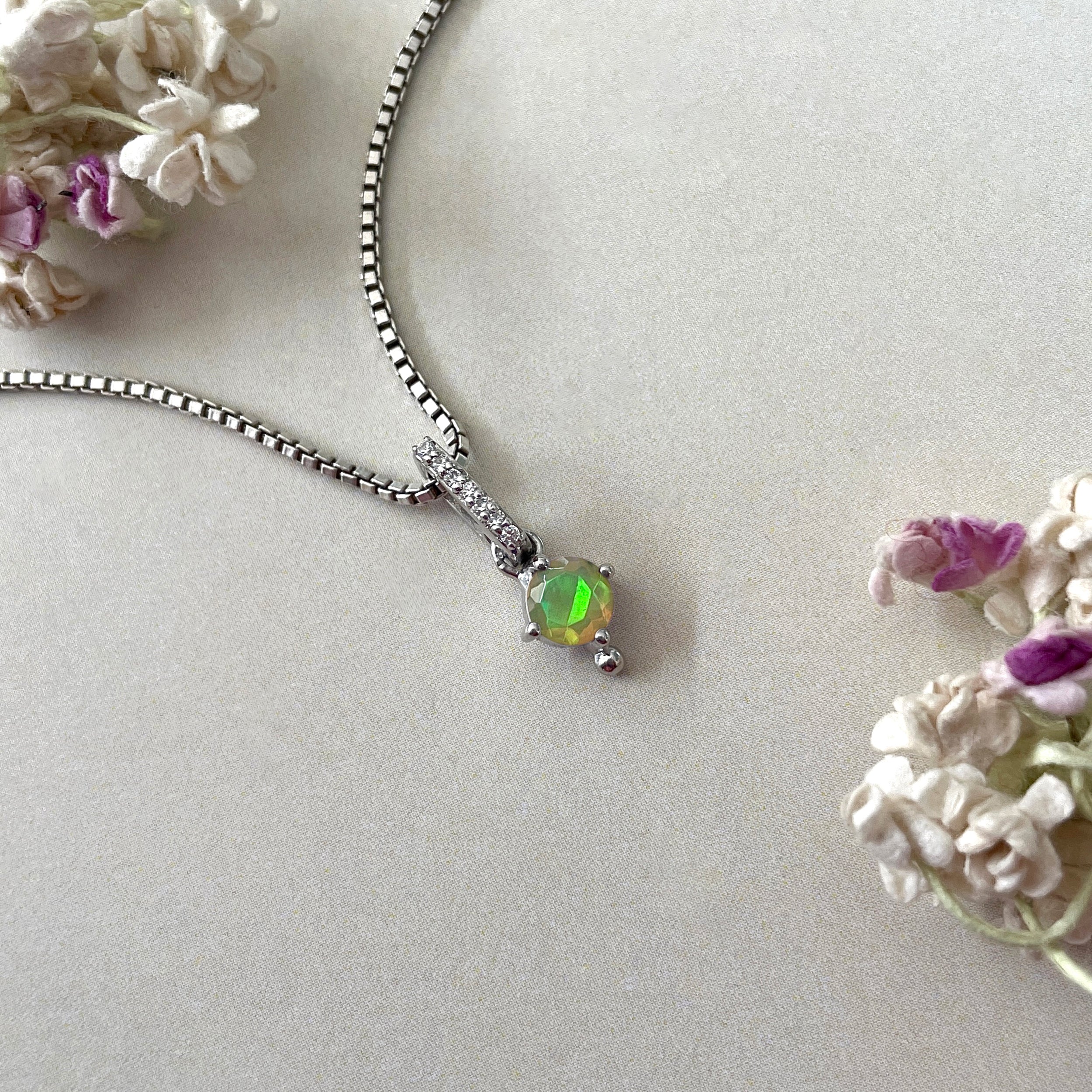 Opal & White Topaz Pendant-(OPL-SP-399.)