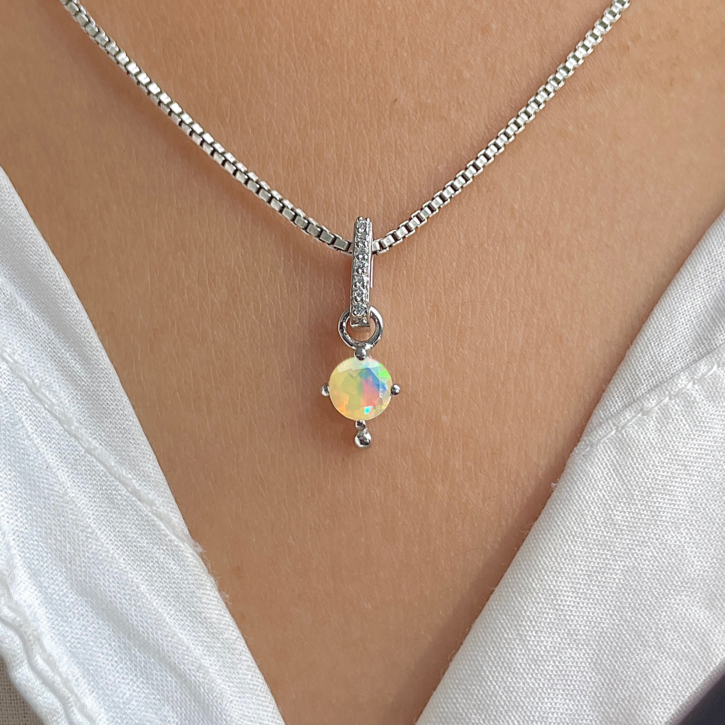 Opal & White Topaz Pendant-(OPL-SP-399.)