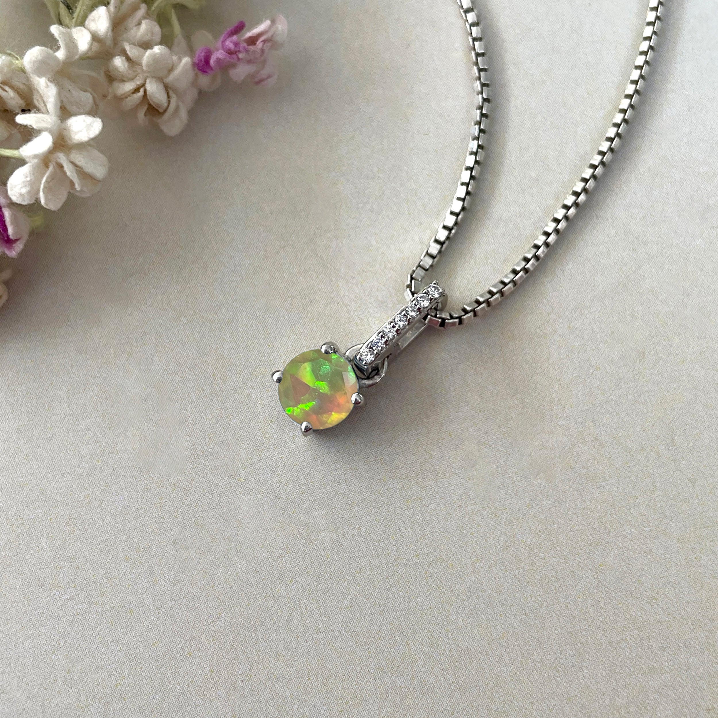 Opal & White Topaz Pendant-(OPL-SP-549)