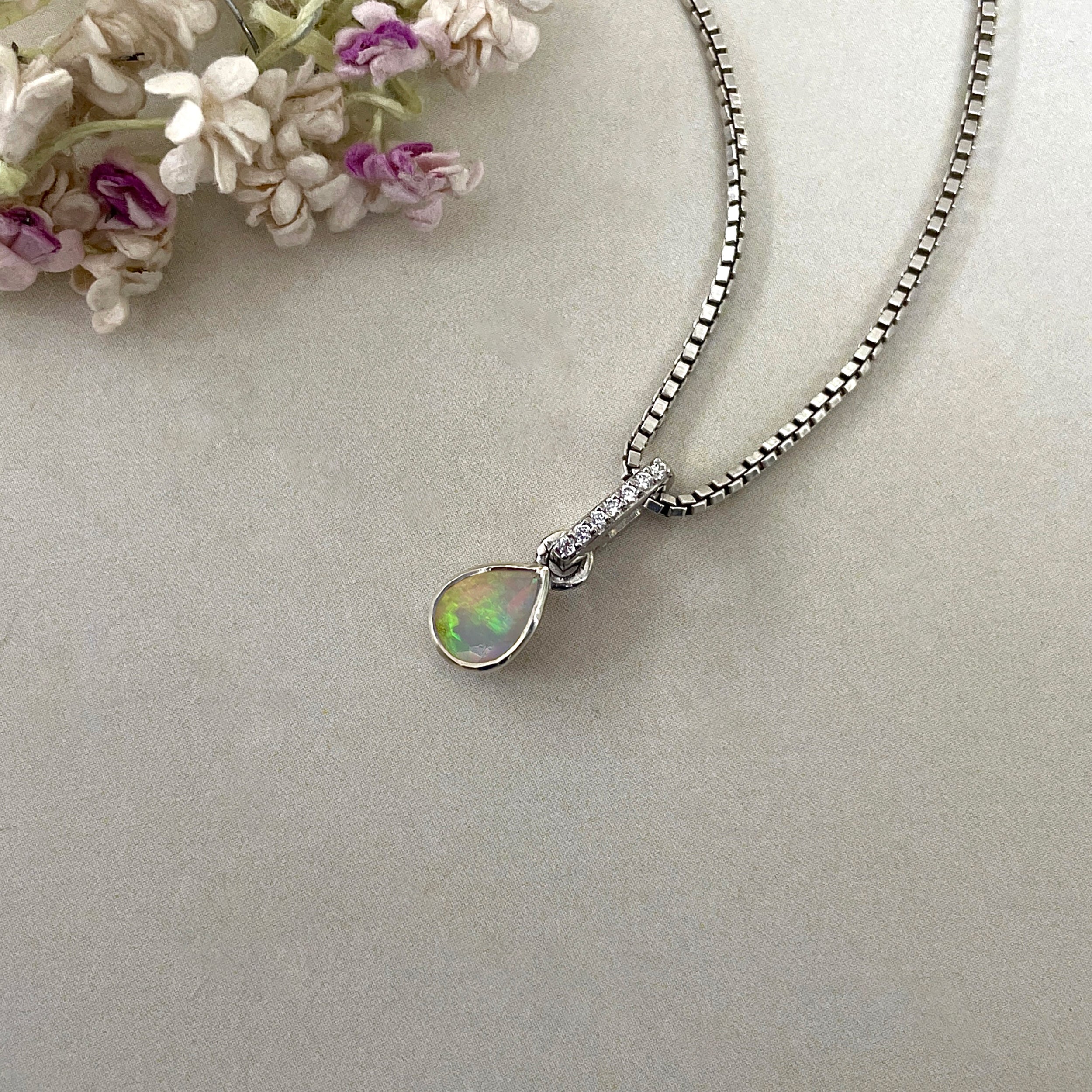 Opal & White Topaz Pendant-(OPL-SP-779.)
